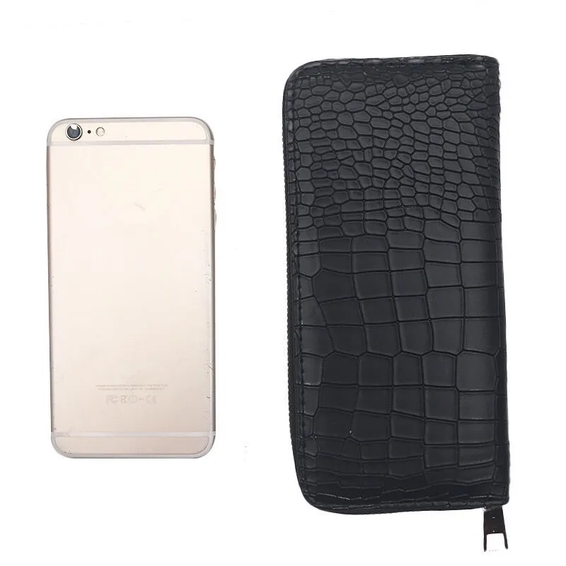 Crocodile Print Wallet in Black