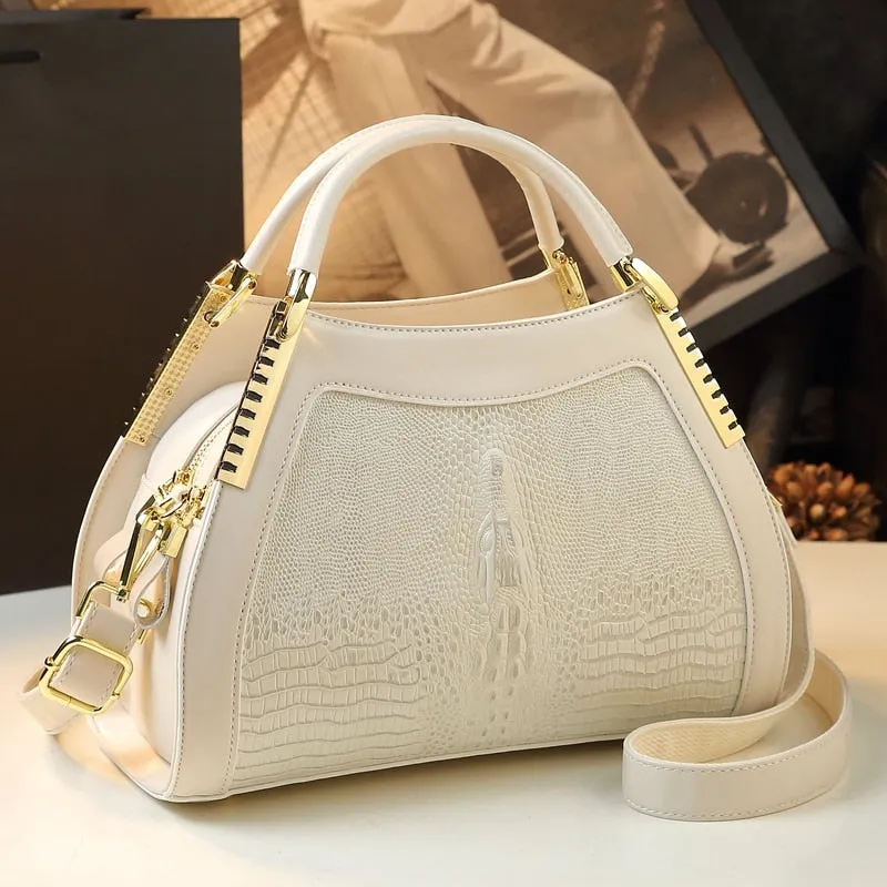 Crocodile Pattern Shoulder Messenger Handbag for Middle-Aged Women