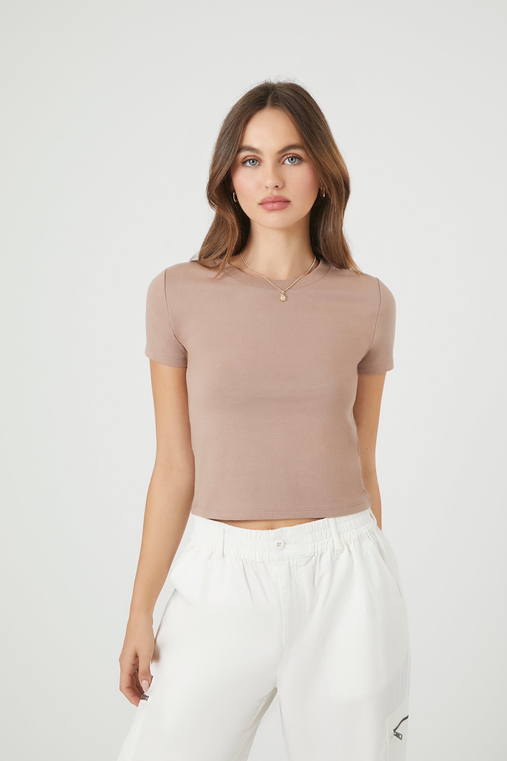 Cropped Crew Neck T-Shirt