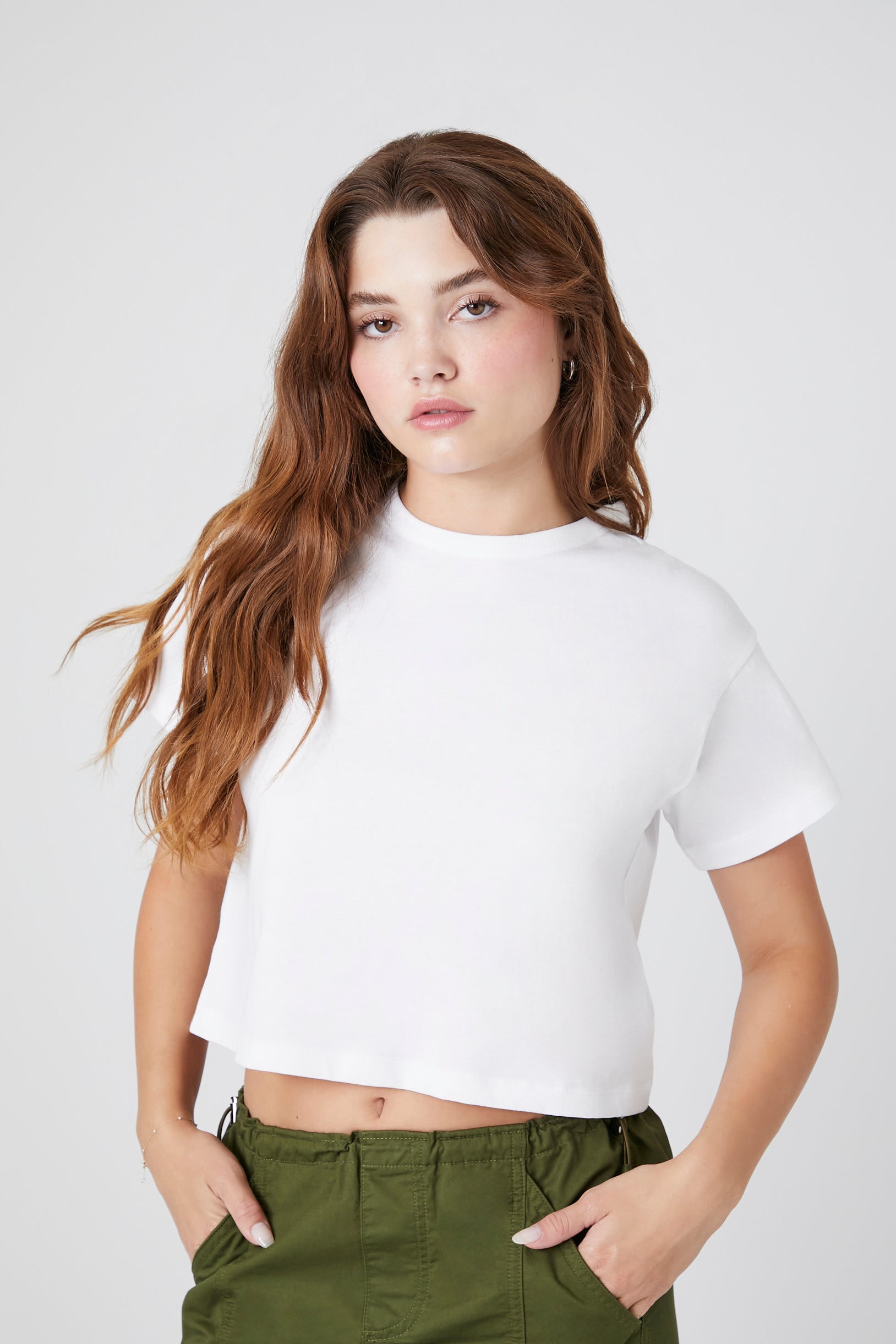 cropped crew neck tee