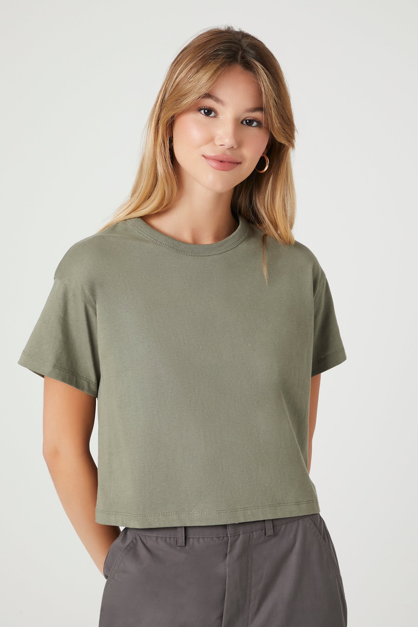 cropped crew neck tee