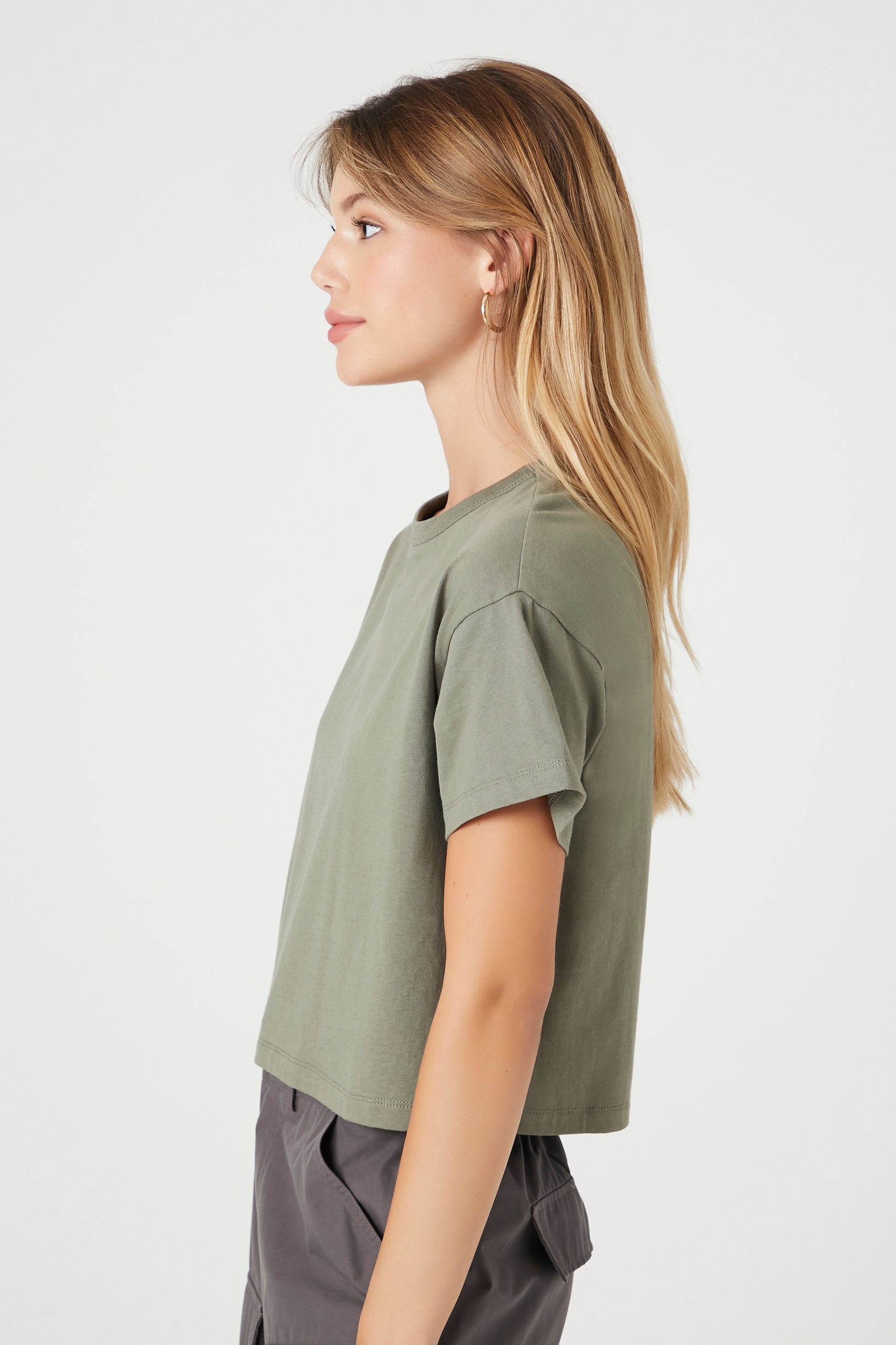 cropped crew neck tee