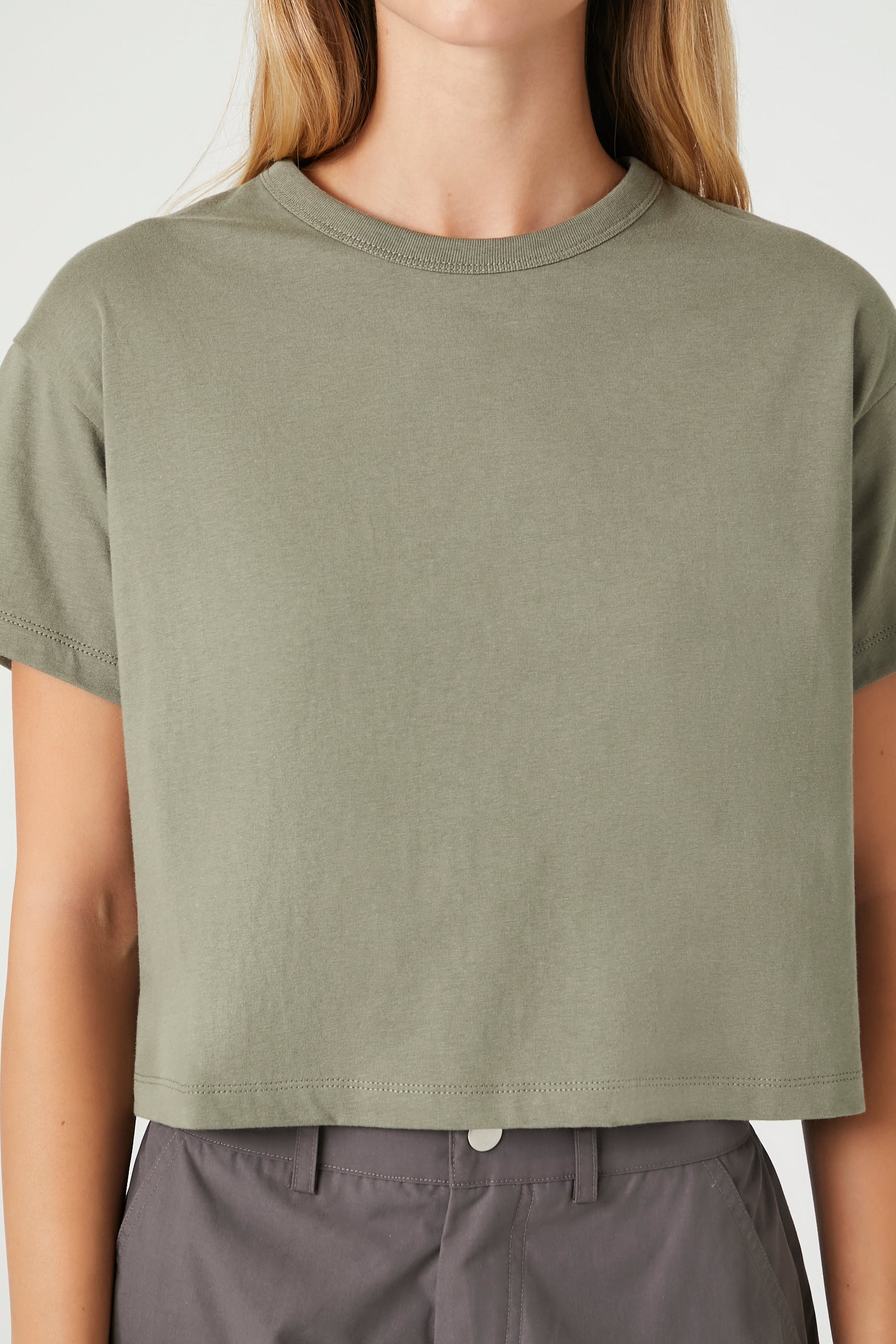 cropped crew neck tee