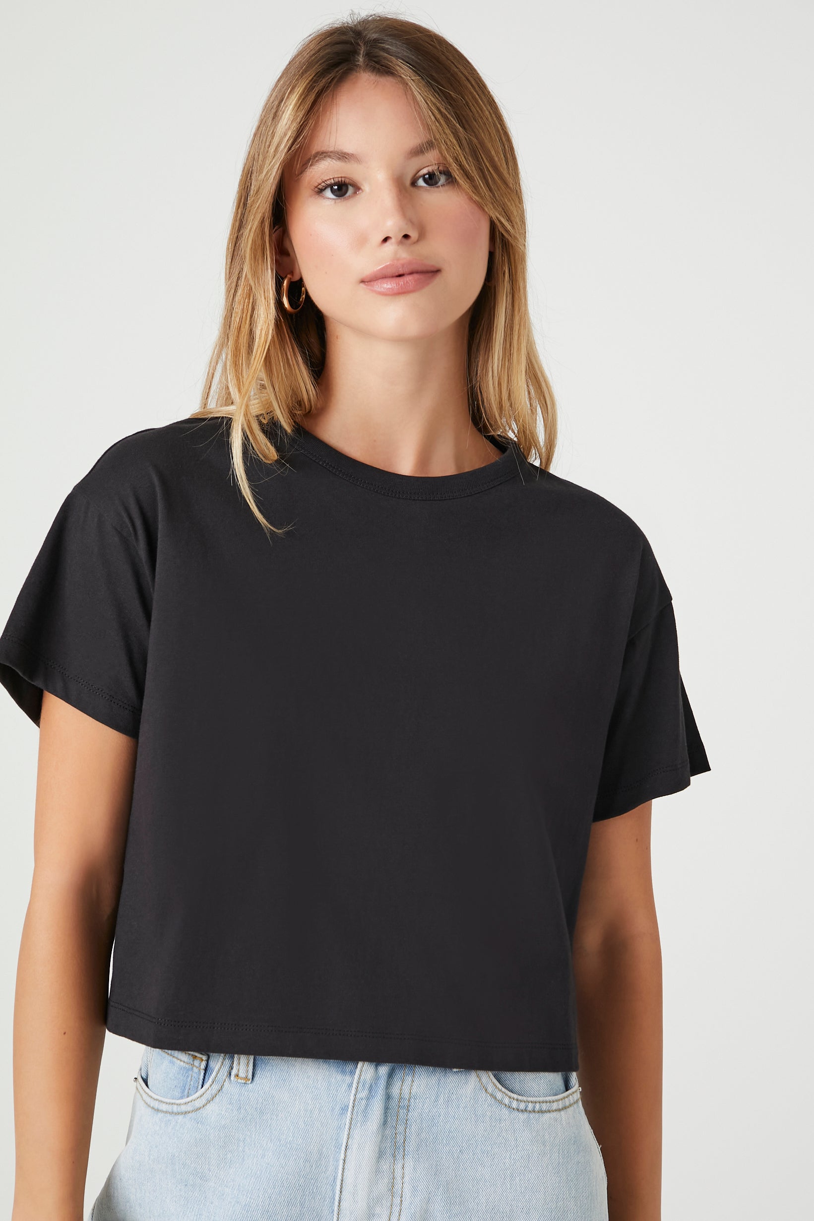 cropped crew neck tee