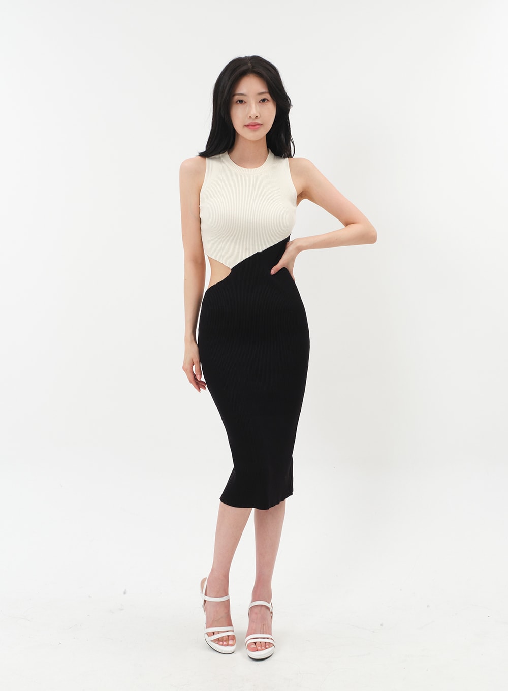 Cut Out Color Block Sleeveless Dress IM5 -Google SEO Improvement