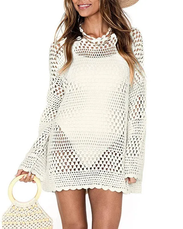 Beach Cover-Up with Cut-Out Flared Sleeves