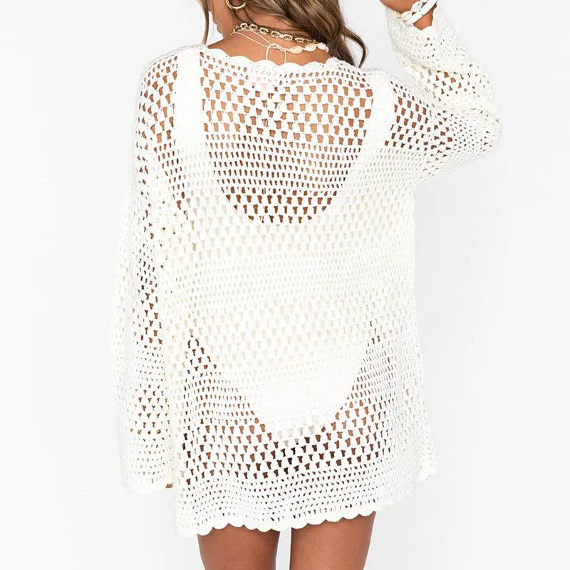 Beach Cover-Up with Cut-Out Flared Sleeves