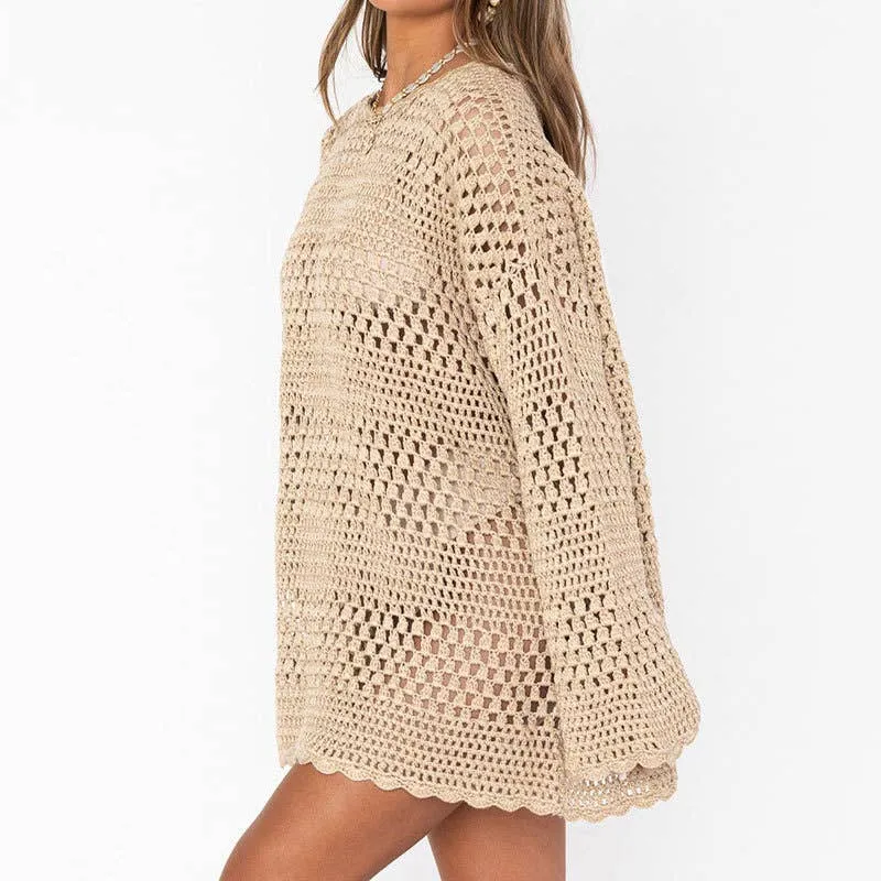 Beach Cover-Up with Cut-Out Flared Sleeves