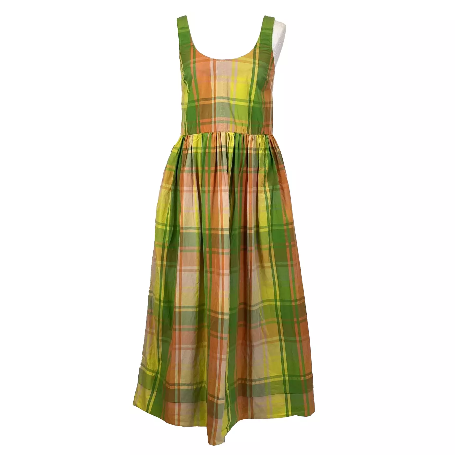 Daughter Lime Lemon Madras Cotton Maxi Dress XS