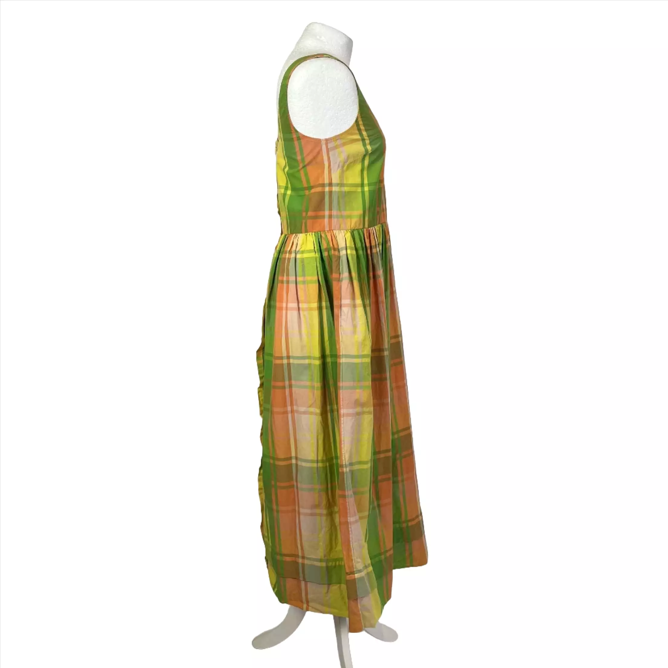 Daughter Lime Lemon Madras Cotton Maxi Dress XS