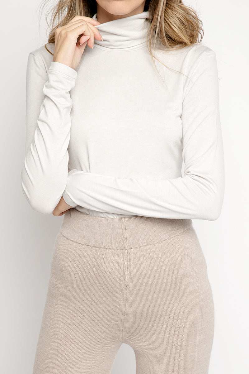 Dede Beige Turtleneck Top