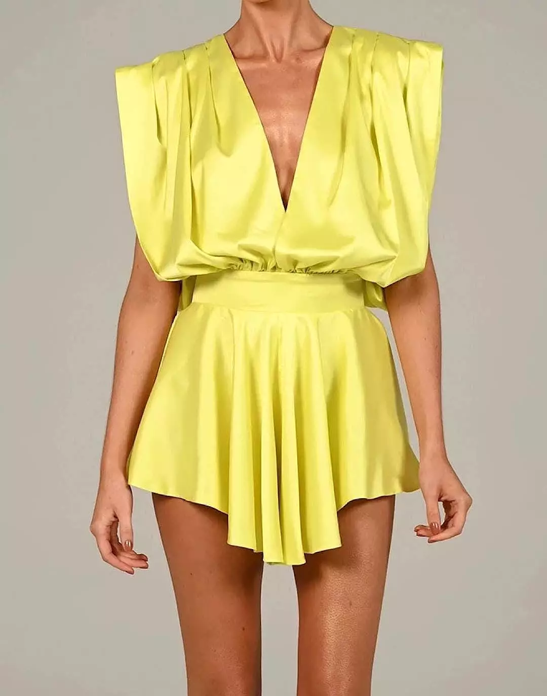 Deep V Neck Playsuit - Loose Fitting - Short Length