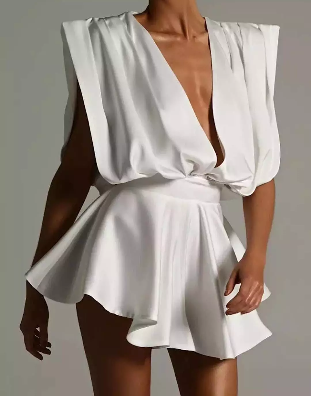 Deep V Neck Playsuit - Loose Fitting - Short Length