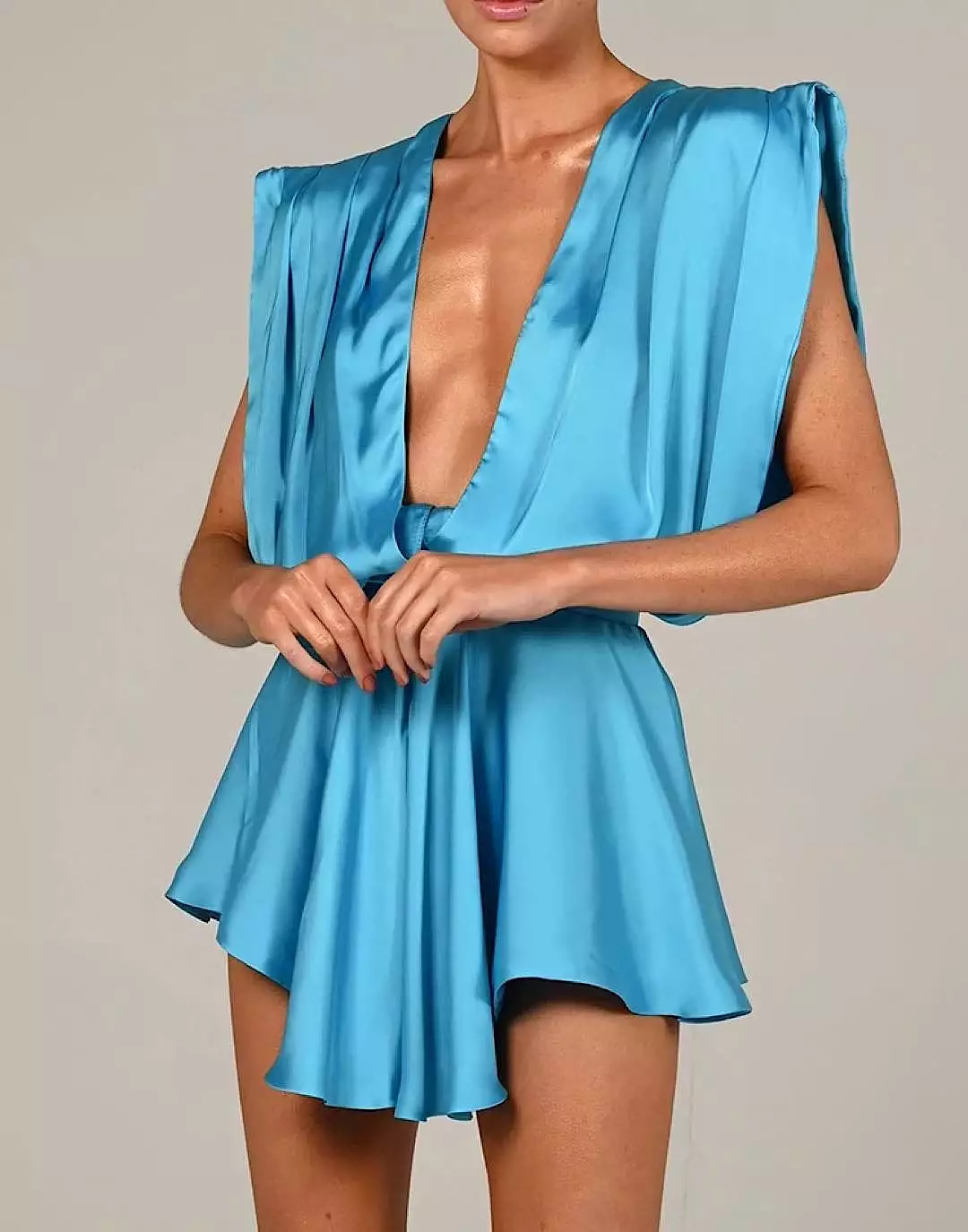 Deep V Neck Playsuit - Loose Fitting - Short Length