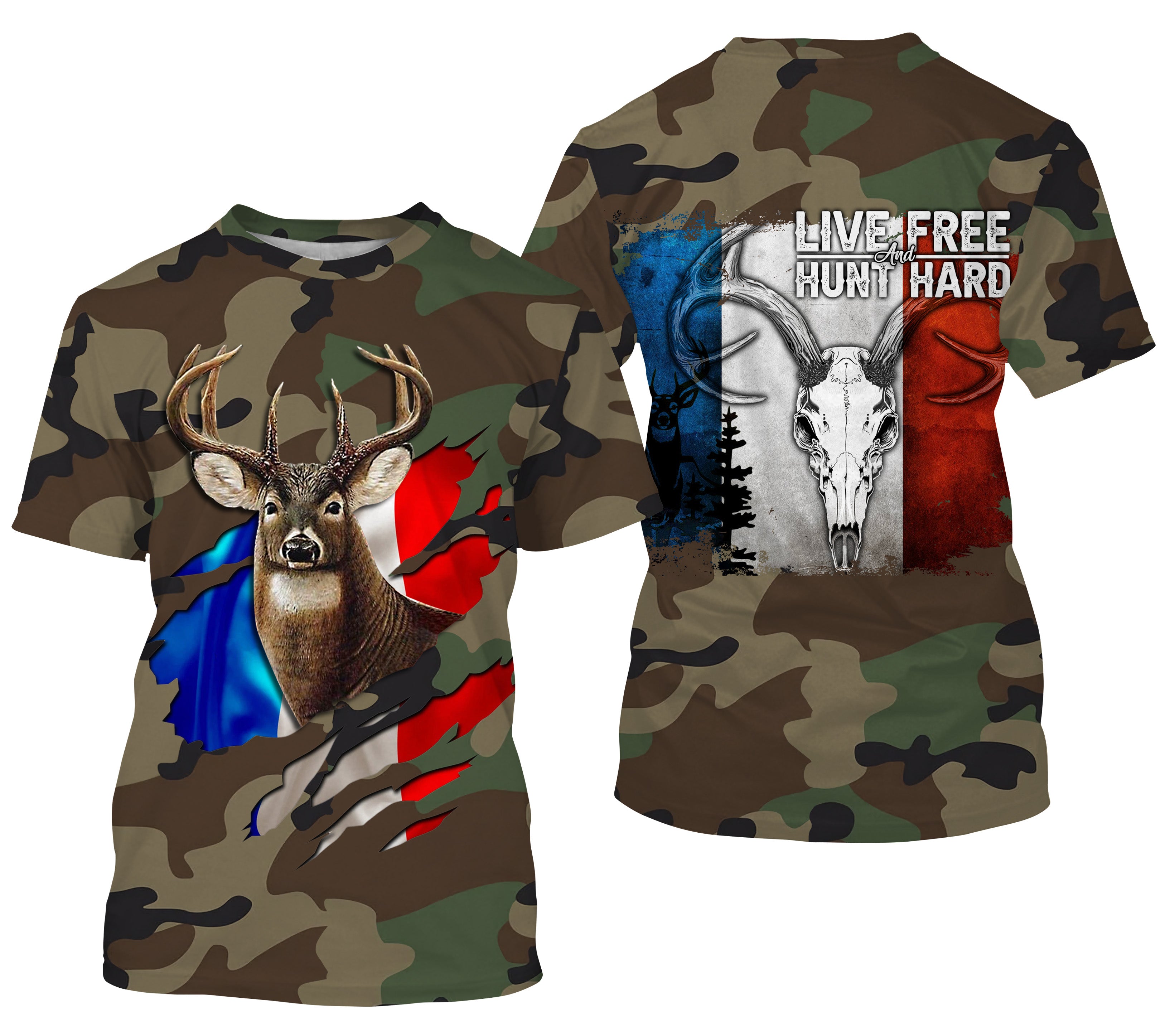 Deer Hunting, Military Camouflage Hunting, Hunter Gift, Live Free - Hunt Hard, T-Shirt, Hoodie, Clothing