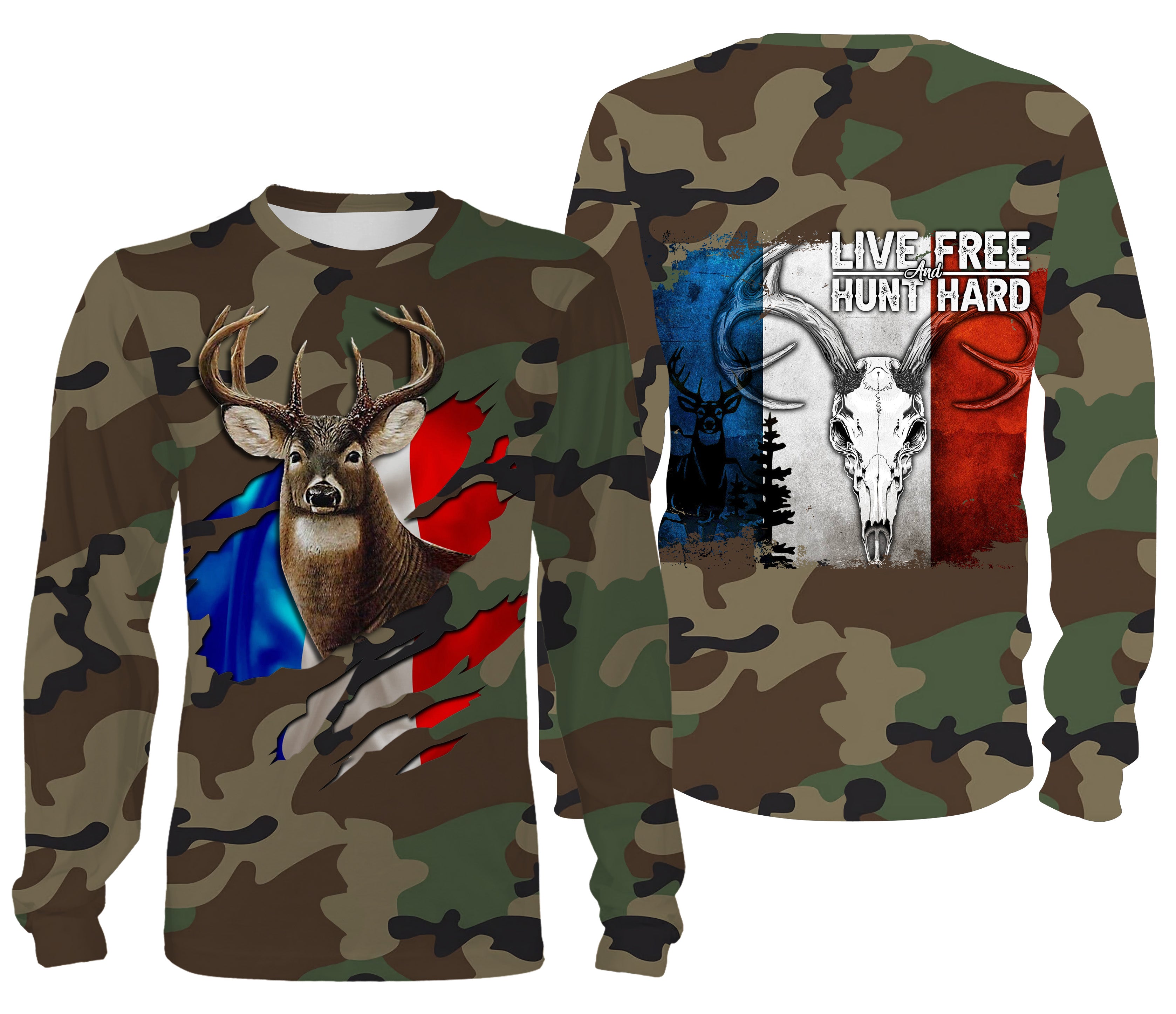 Deer Hunting, Military Camouflage Hunting, Hunter Gift, Live Free - Hunt Hard, T-Shirt, Hoodie, Clothing