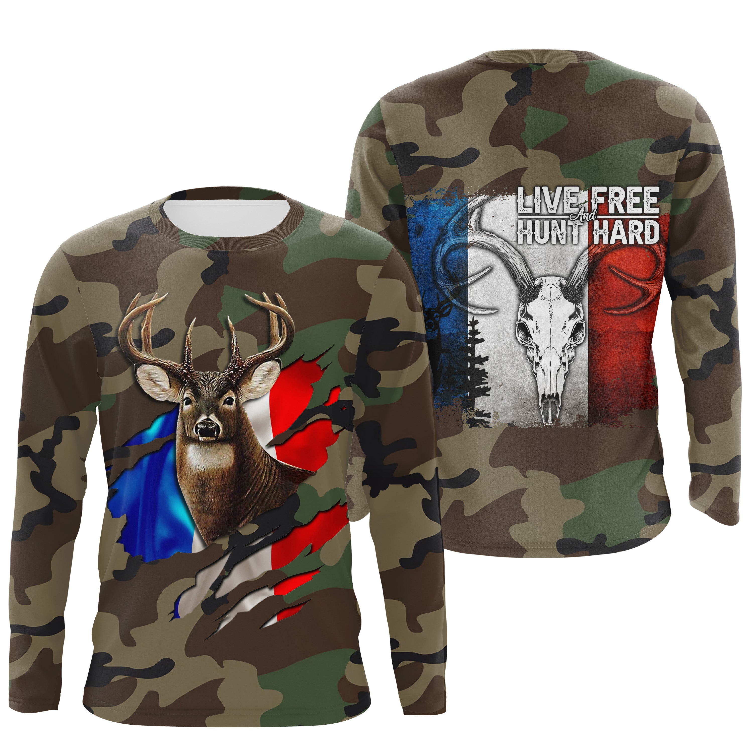 Deer Hunting, Military Camouflage Hunting, Hunter Gift, Live Free - Hunt Hard, T-Shirt, Hoodie, Clothing