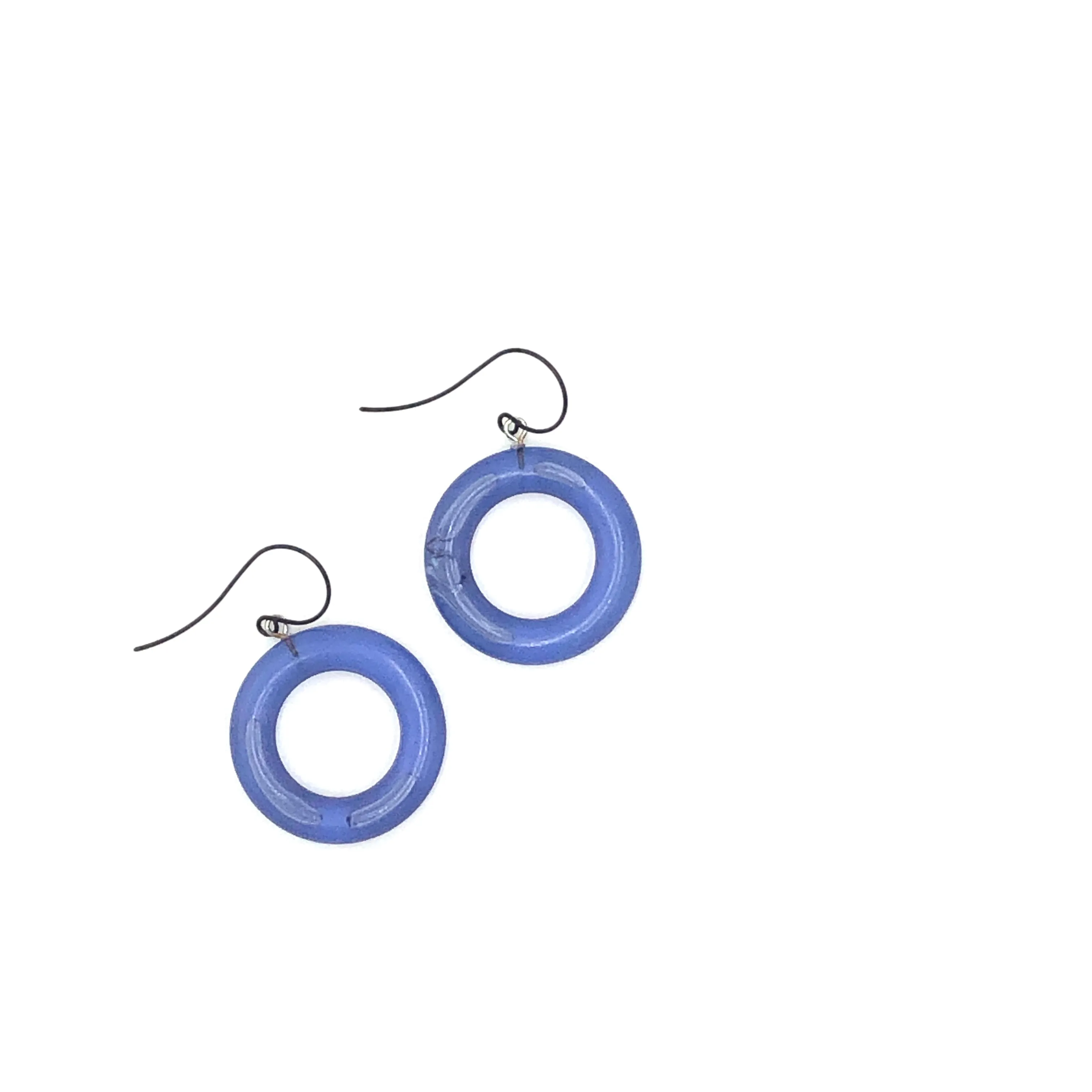 Denim Blue Donut Drop Earrings Lucite