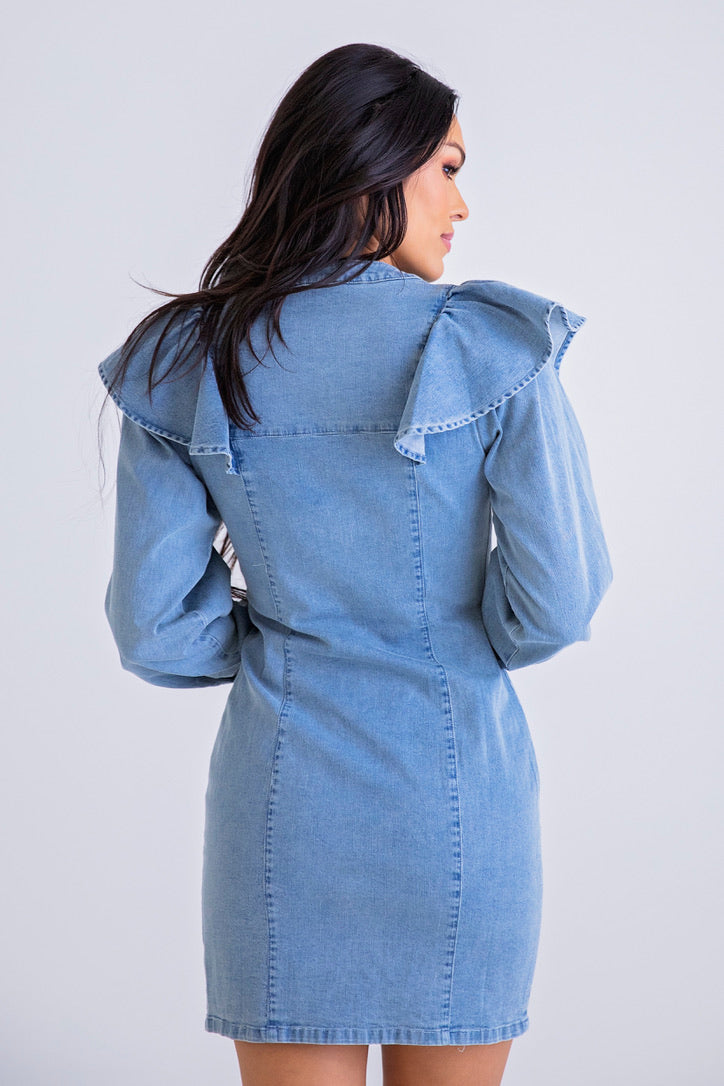 Denim Ruffle Dress - Best Denim Ruffle Dress Online - Shop Now