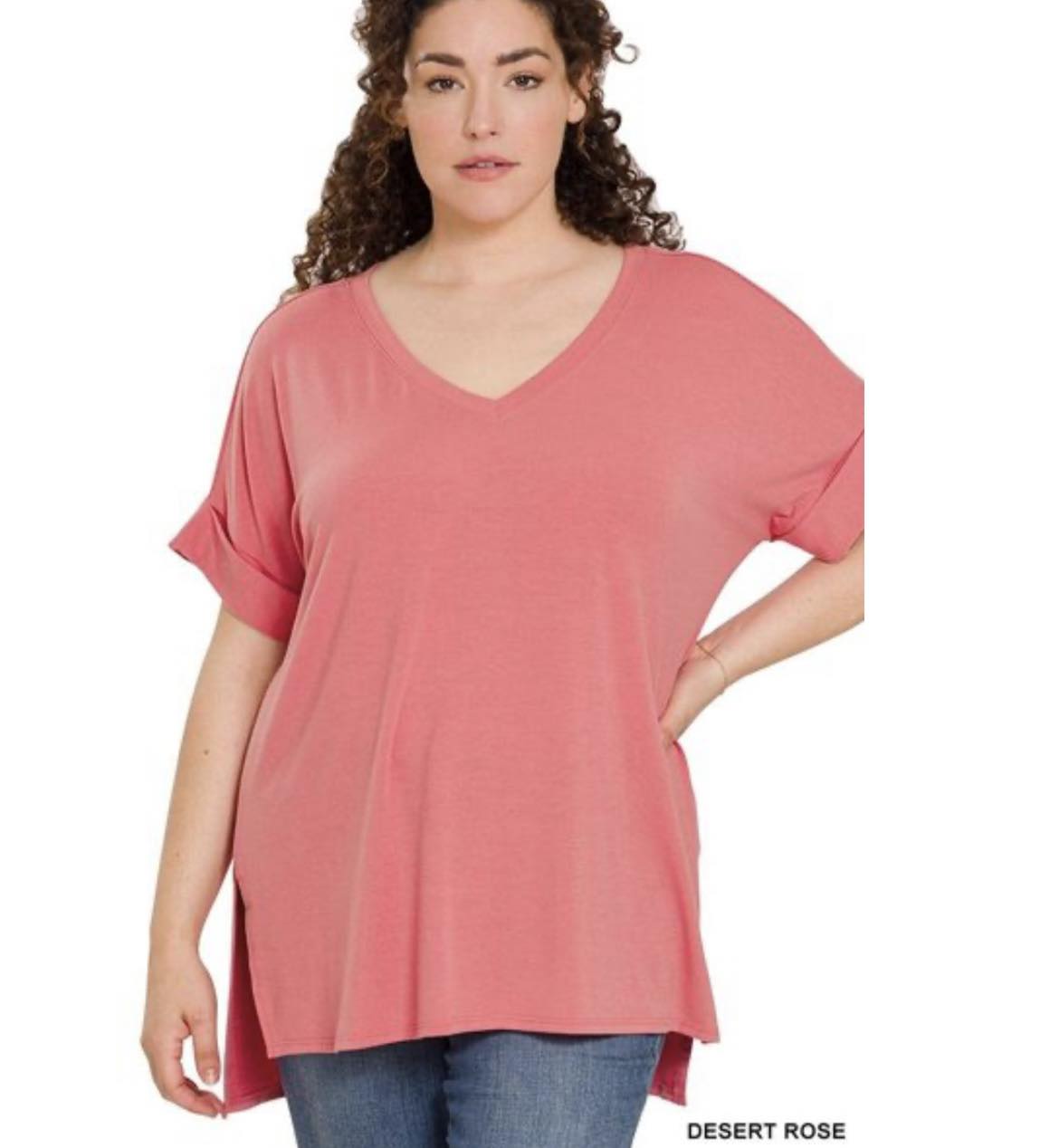 Desert Rose Flowy V-Neck Tunic Top