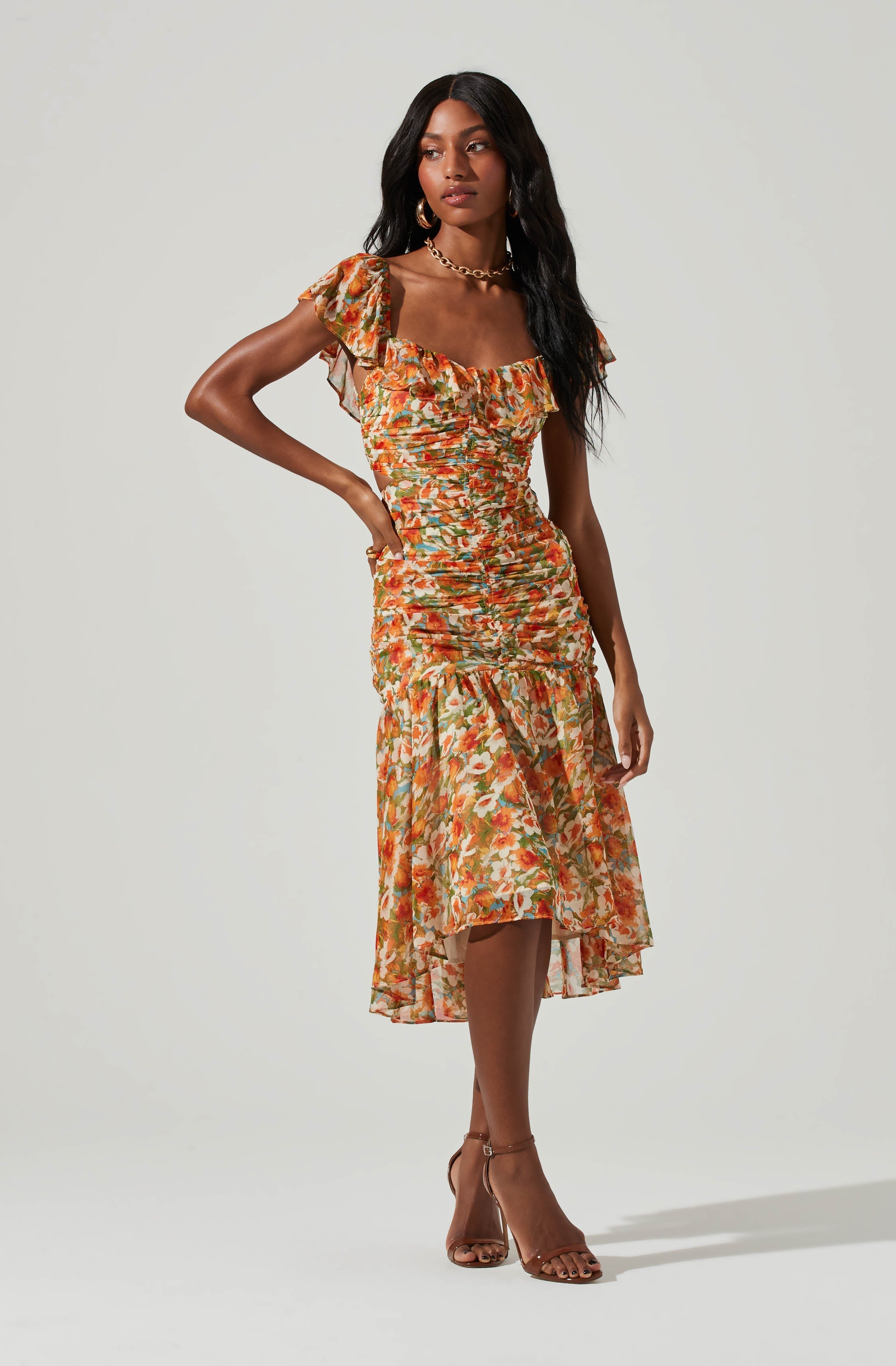 Devereaux Midi Dress Floral Cutout