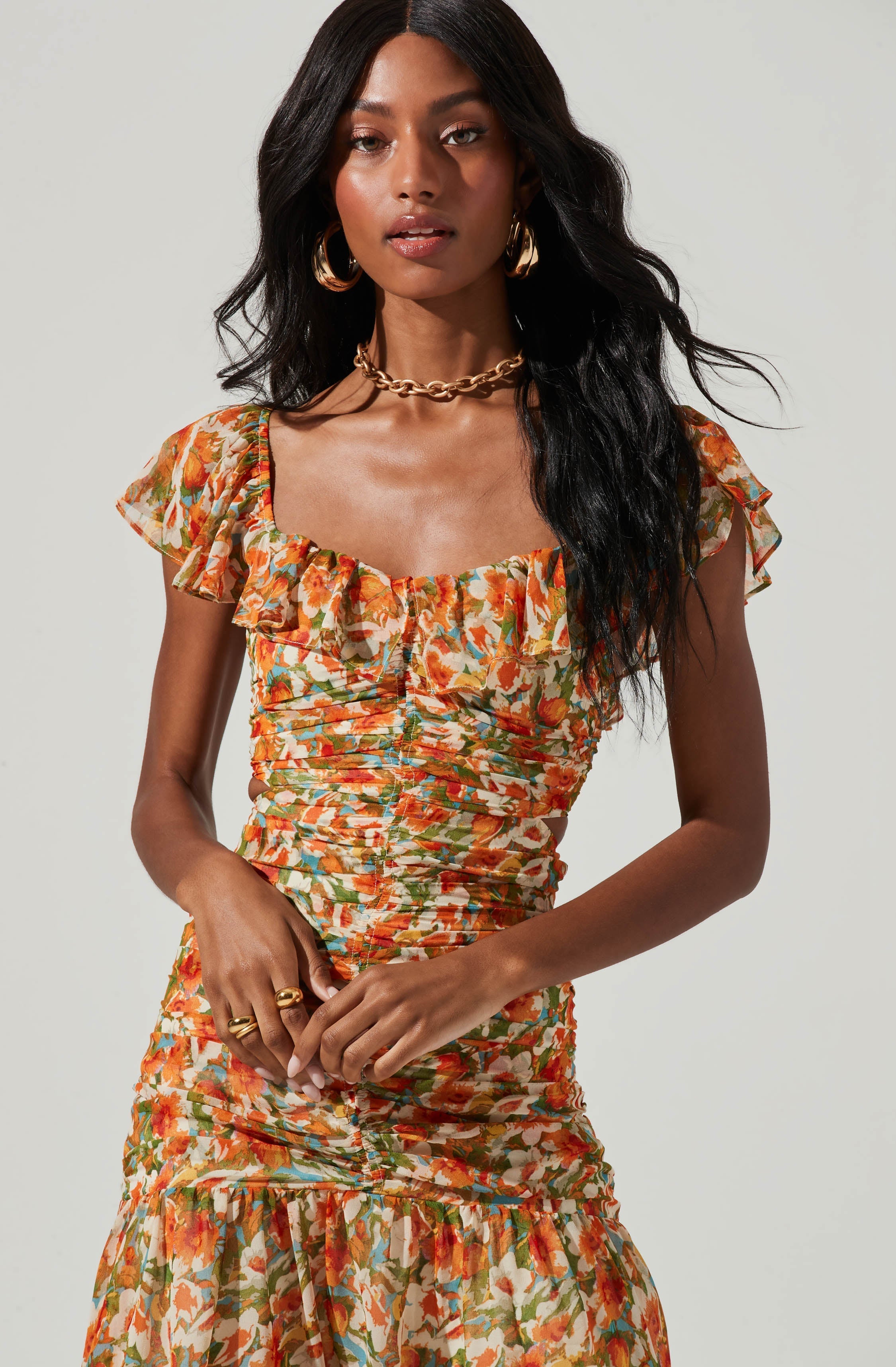 Devereaux Midi Dress Floral Cutout