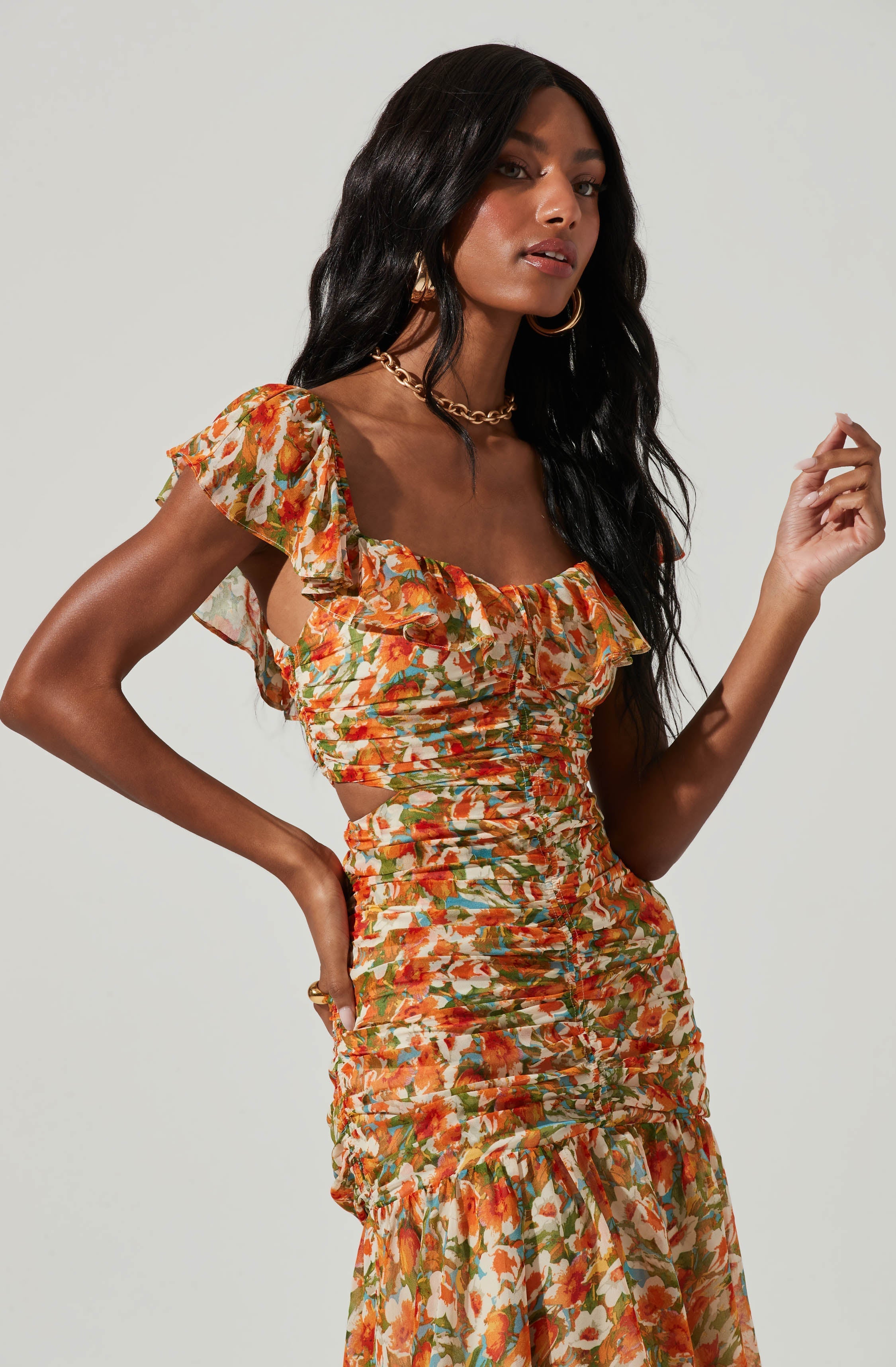 Devereaux Midi Dress Floral Cutout