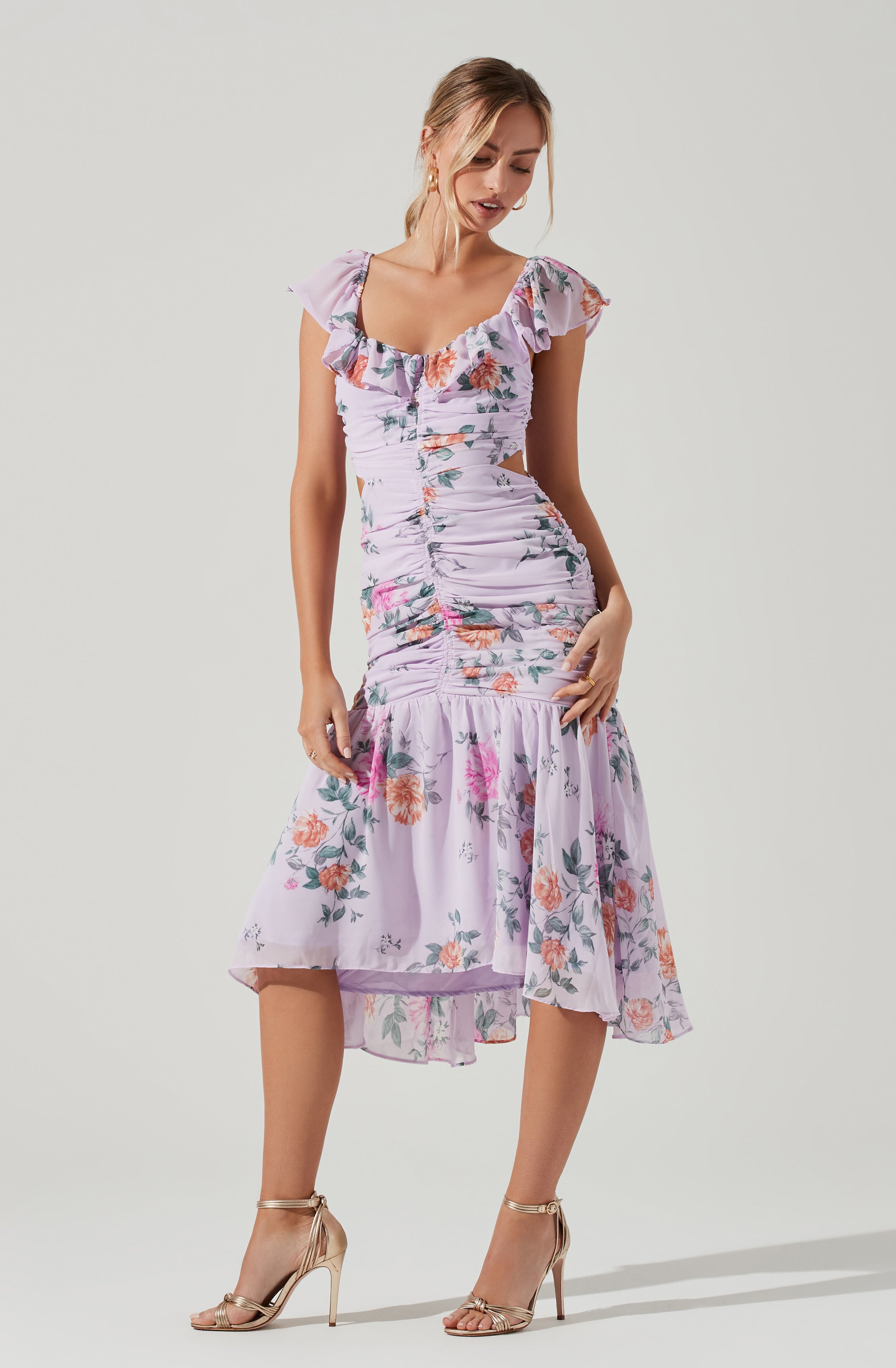 Devereaux Midi Dress Floral Cutout