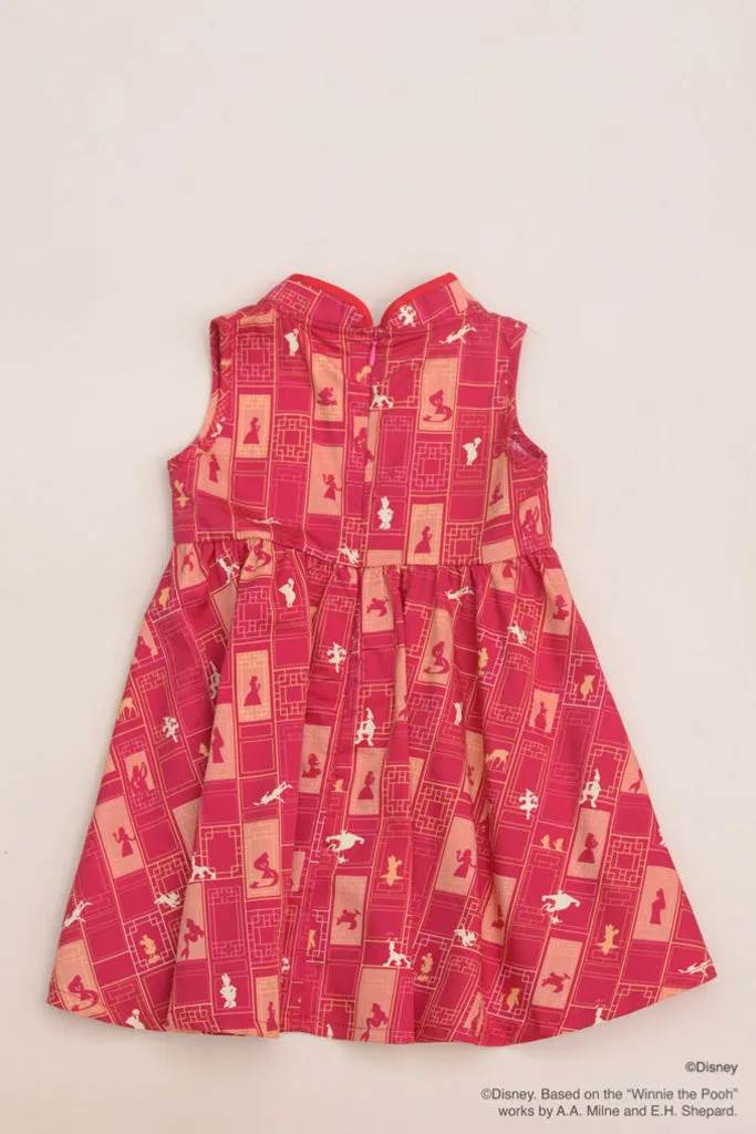 Disney100 Flare Cheongsam Dress - Red Oriental Style