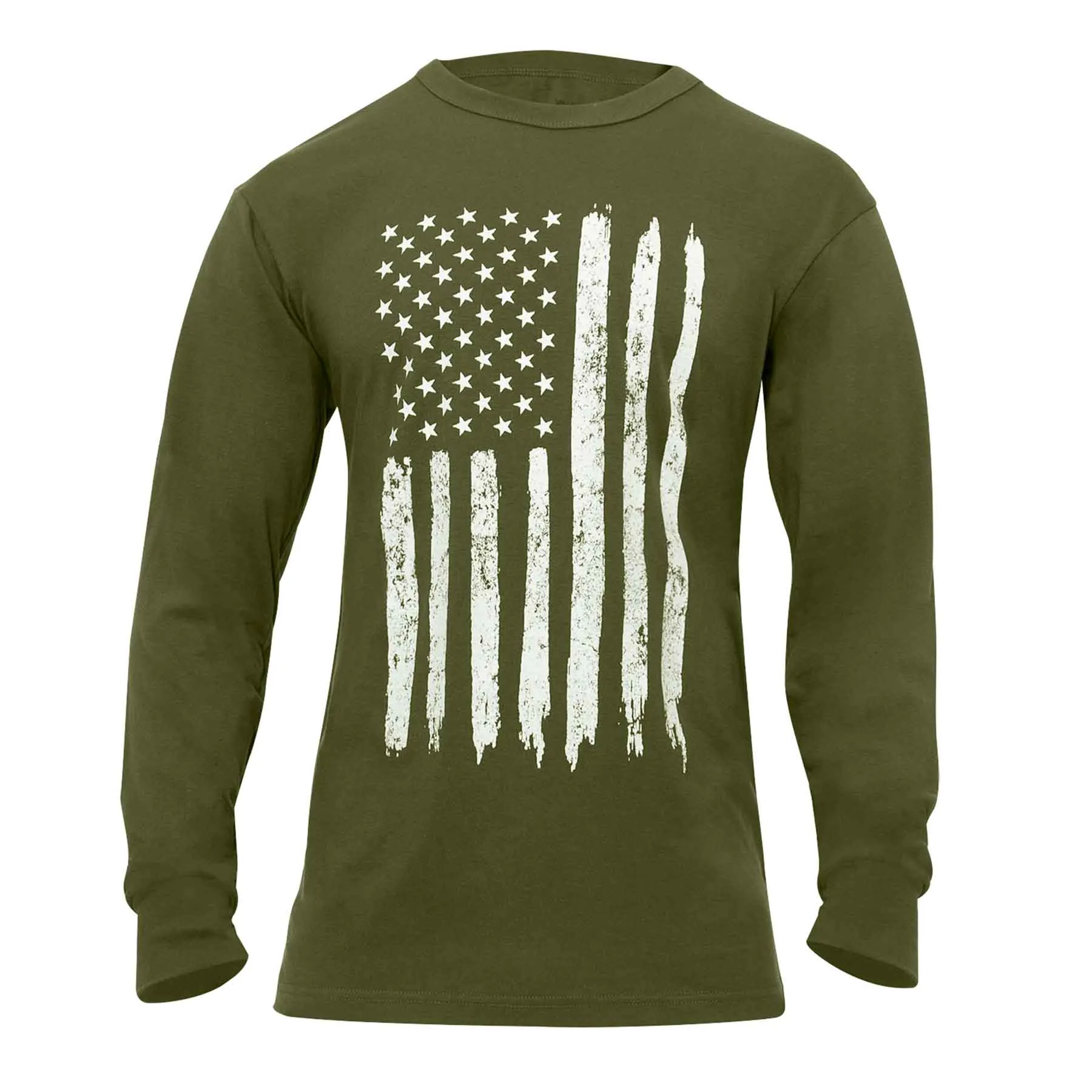 Distressed Flag Long Sleeve Tee