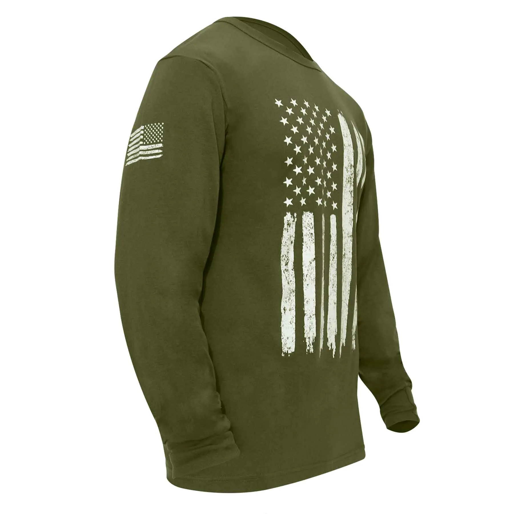 Distressed Flag Long Sleeve Tee