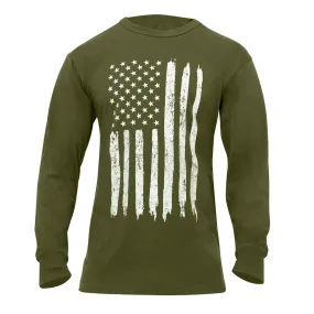 Distressed Flag Long Sleeve Tee