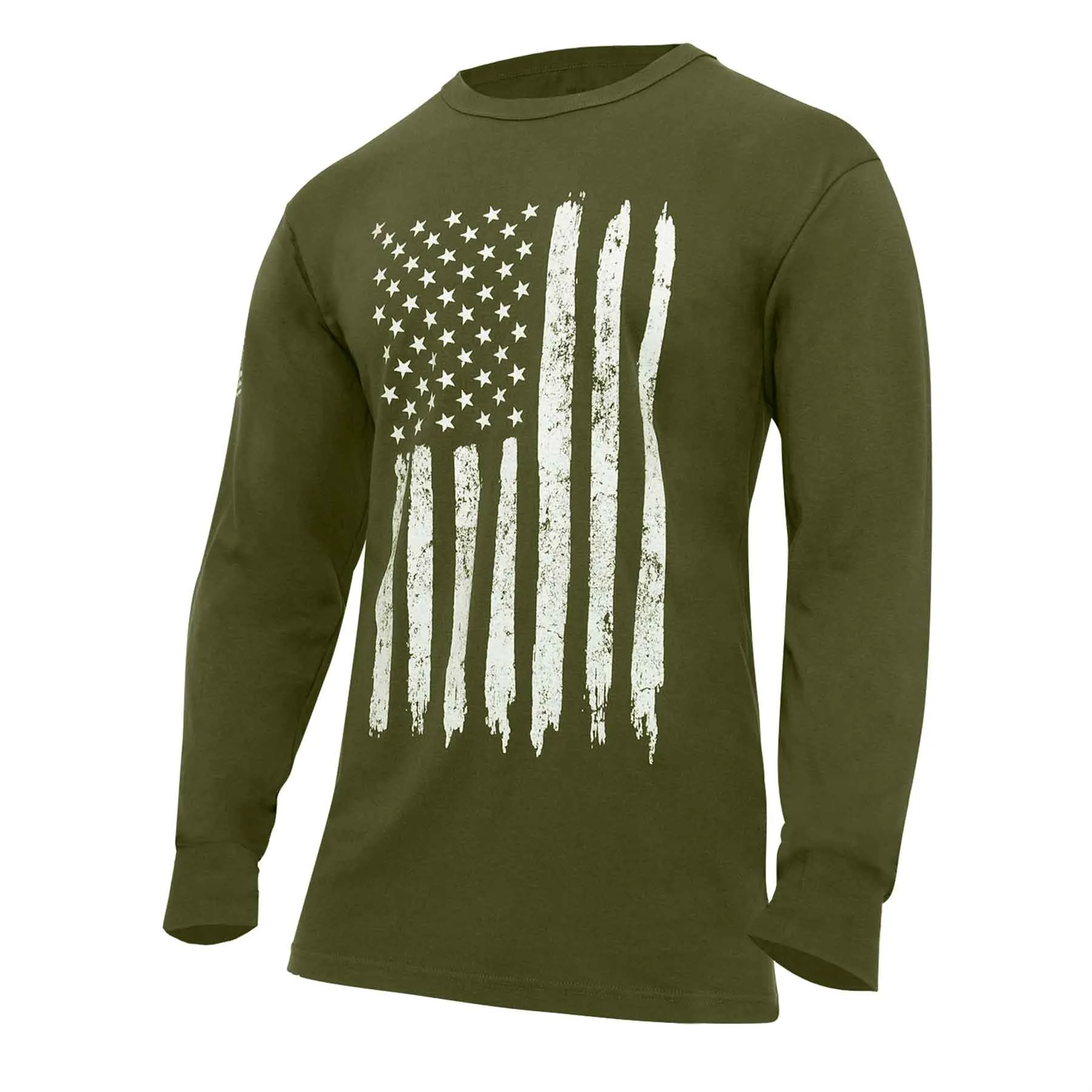 Distressed Flag Long Sleeve Tee