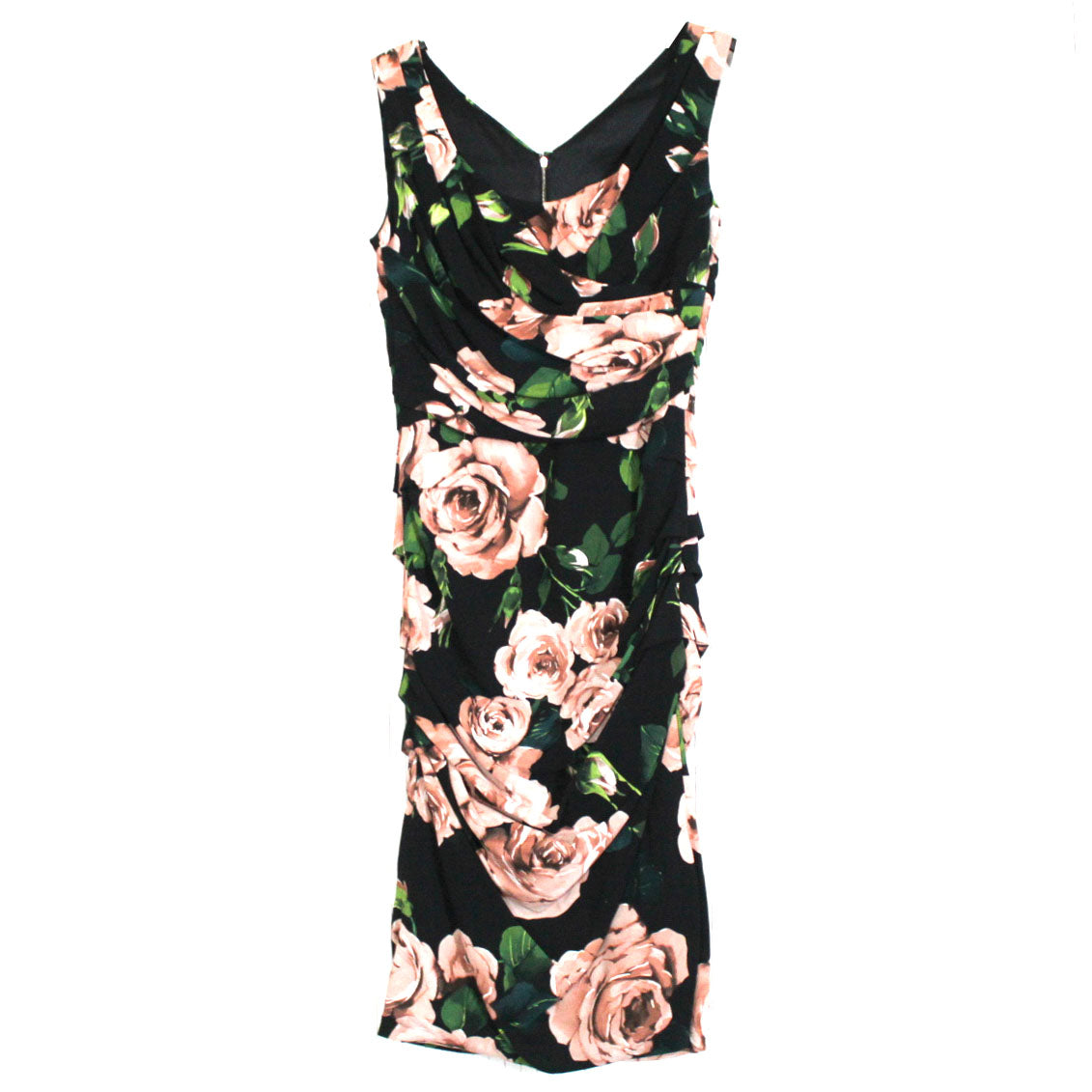 Dolce & Gabbana 1380 Rose Print Sleeveless Midi Dress XS