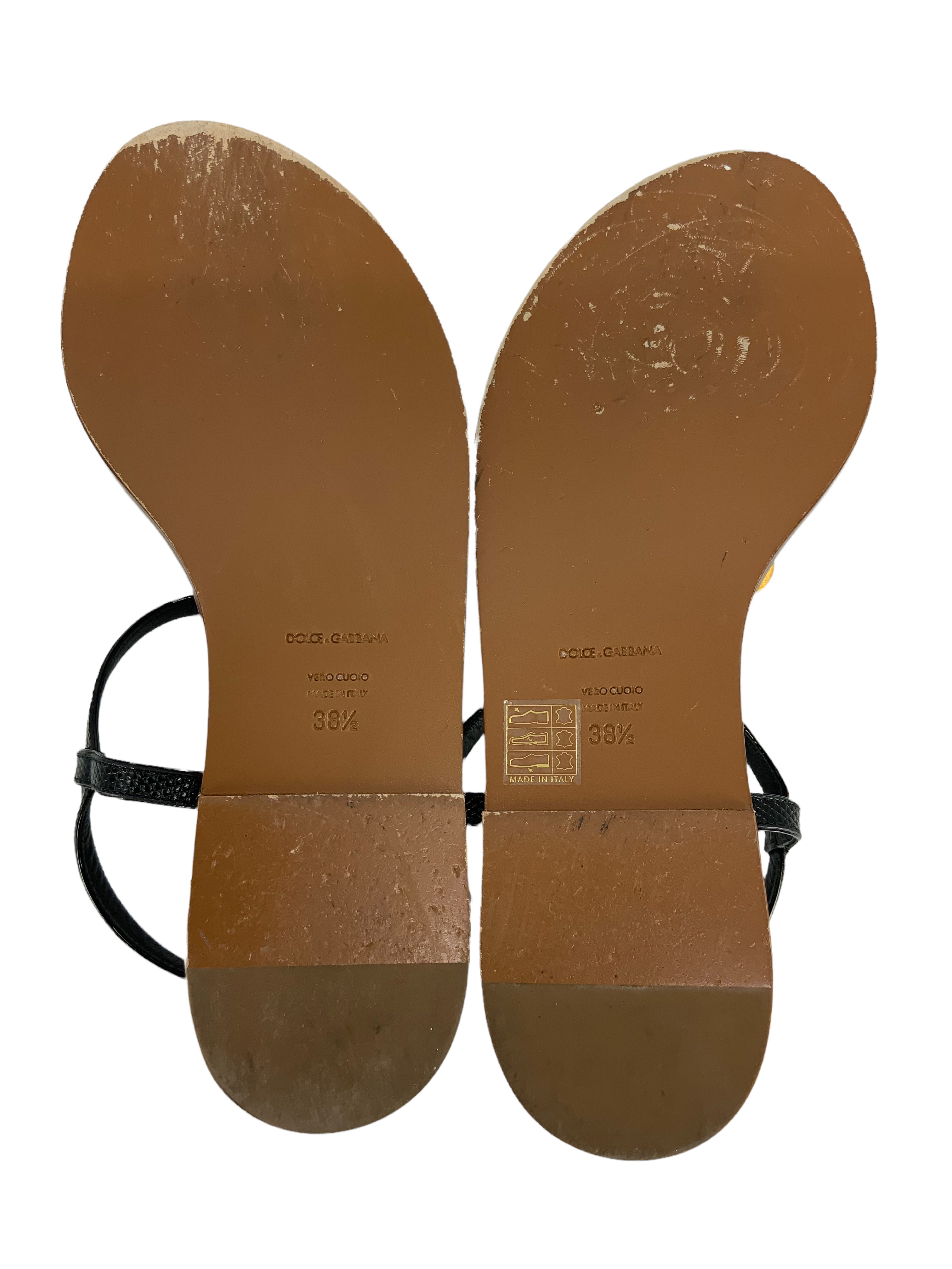 Dolce & Gabbanna Gold Coin Pom Pom Thong Sandals 8.5