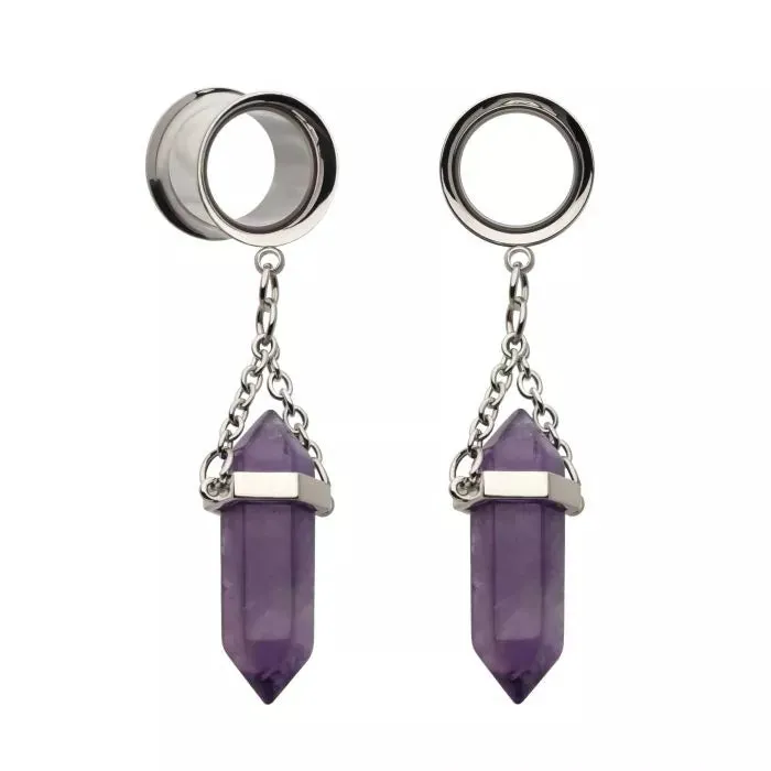 Amethyst Double Flare Drop Earrings