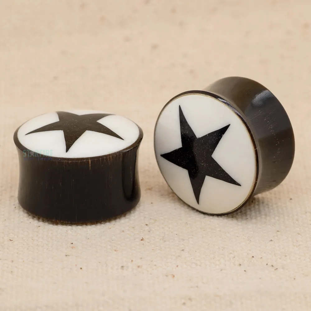 Black Star Double-Flared Horn Plugs (7/8)