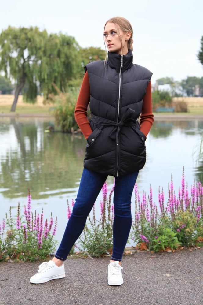 Double Second Black Belted Gilet Puffer - SEO Result: Black Double Puffer Gilet with Belt - Top Ranking