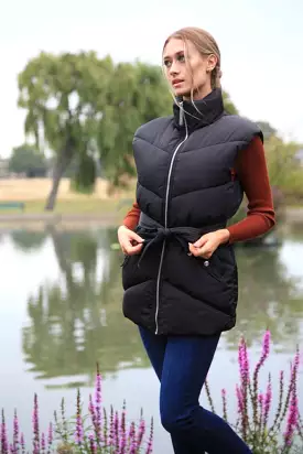 Double Second Black Belted Gilet Puffer - SEO Result: Black Double Puffer Gilet with Belt - Top Ranking