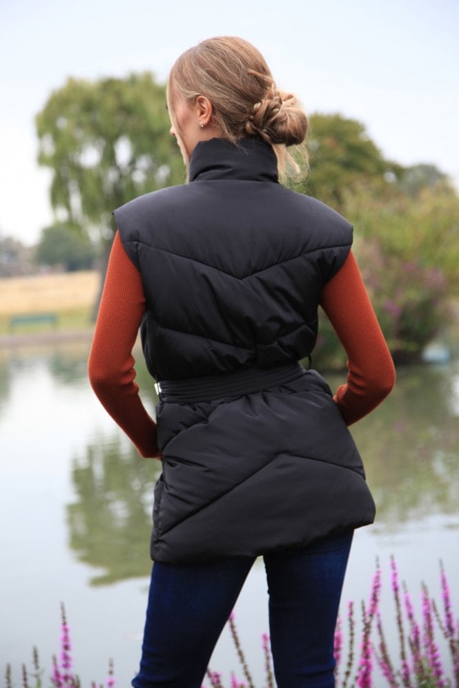 Double Second Black Belted Gilet Puffer - SEO Result: Black Double Puffer Gilet with Belt - Top Ranking