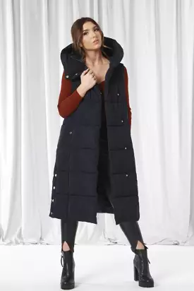 Double Second Navy Long Lux Wrap Gilet Puffer -> Navy Long Lux Wrap Gilet Puffer