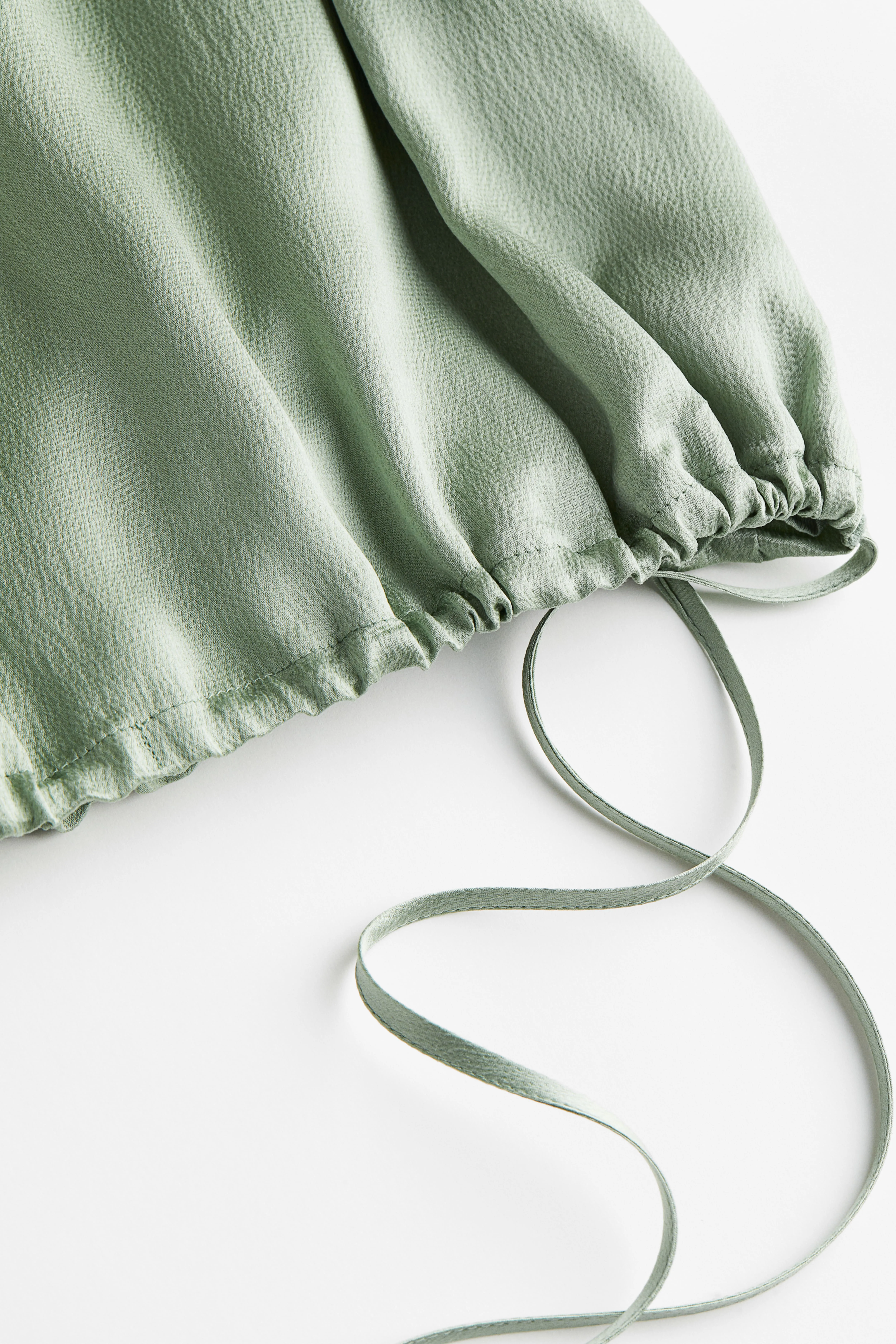 Light Green Drawstring-Detail Top Round Neck Sleeveless Ladies H&M GB