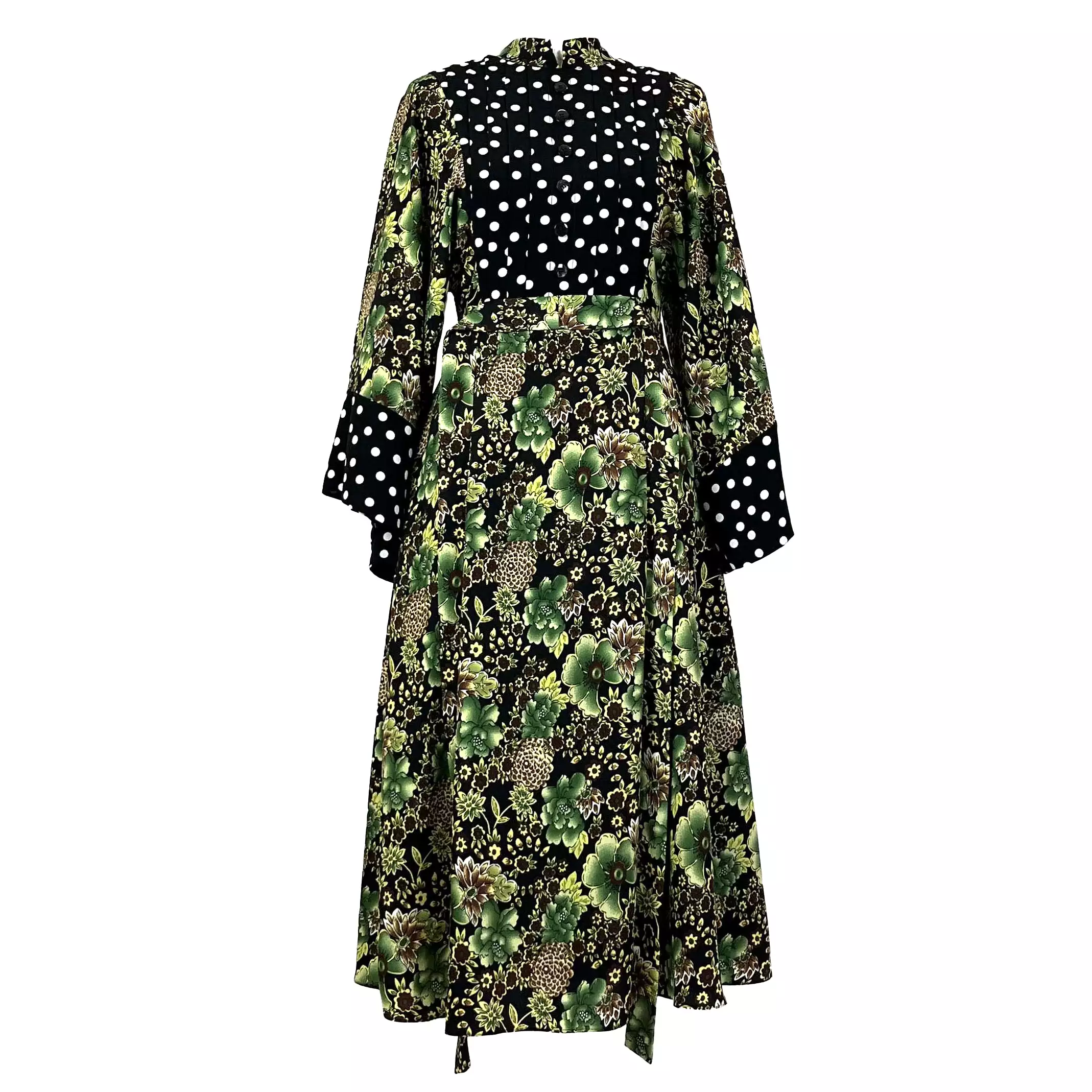 Duro Olowu Green Black Print Wool Silk Maxi Dress XS - Buy Now