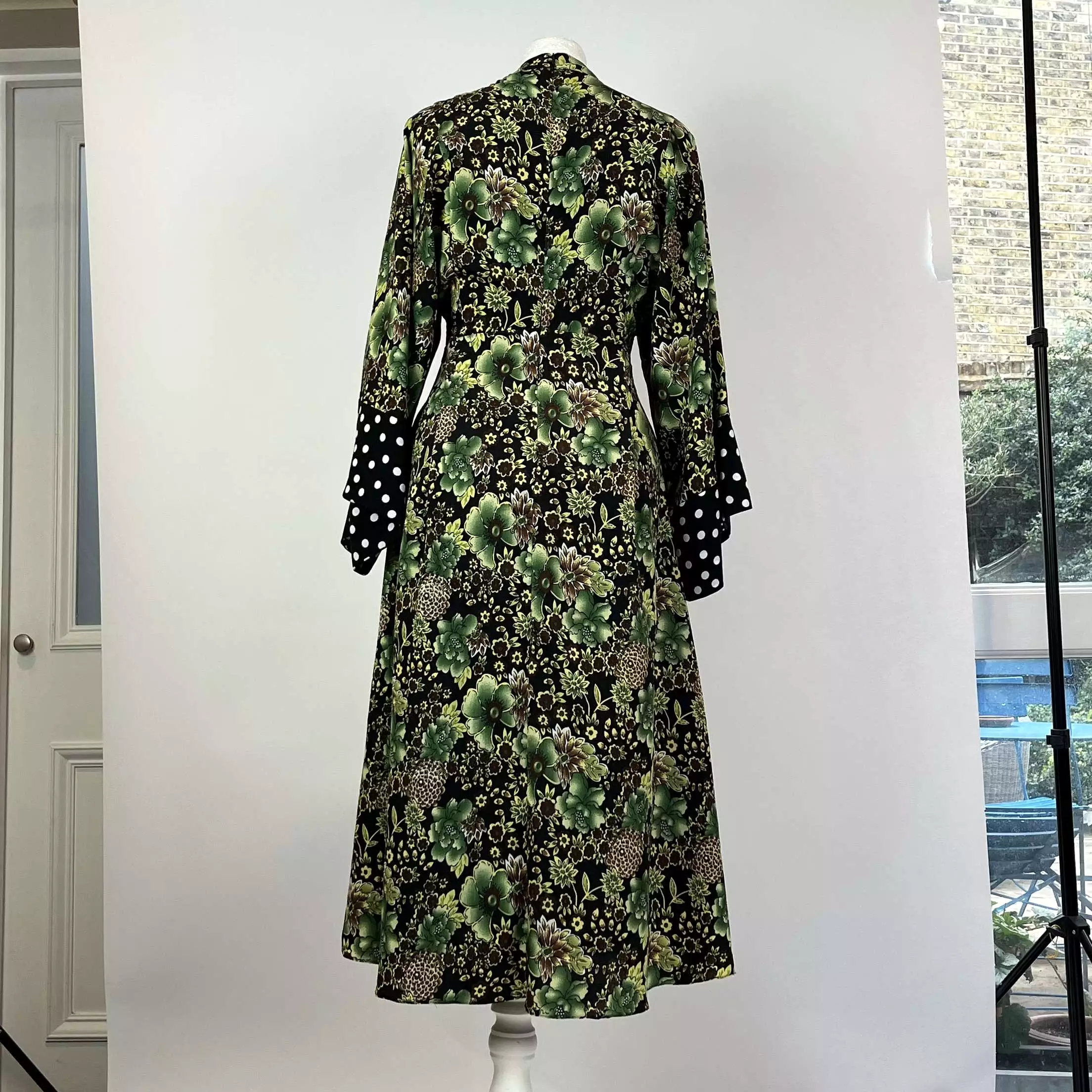 Duro Olowu Green Black Print Wool Silk Maxi Dress XS - Buy Now