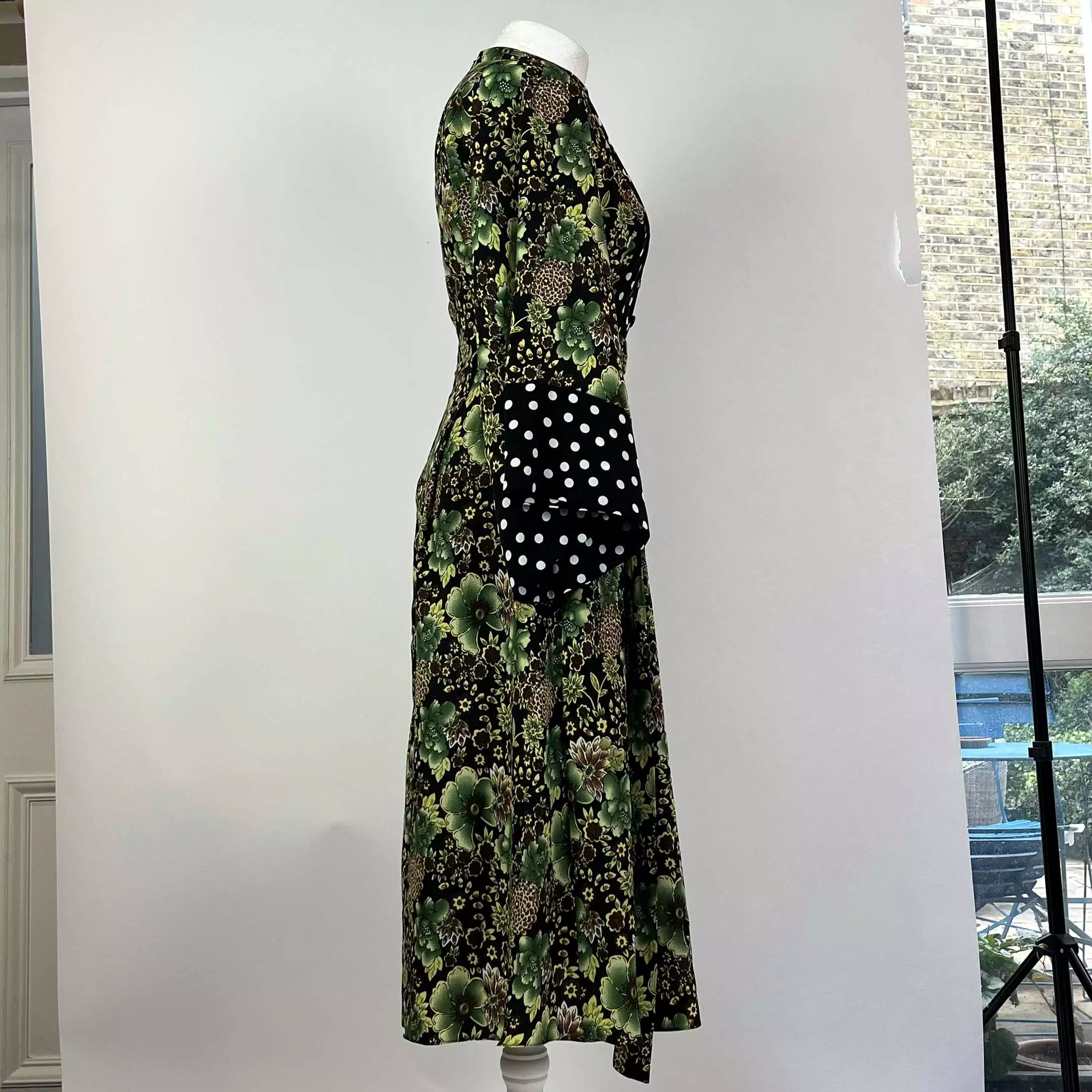 Duro Olowu Green Black Print Wool Silk Maxi Dress XS - Buy Now