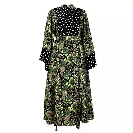 Duro Olowu green black print wool silk maxi dress XS - Shop now.