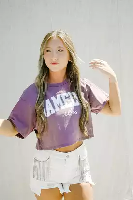 Dusty purple cropped tee for game day