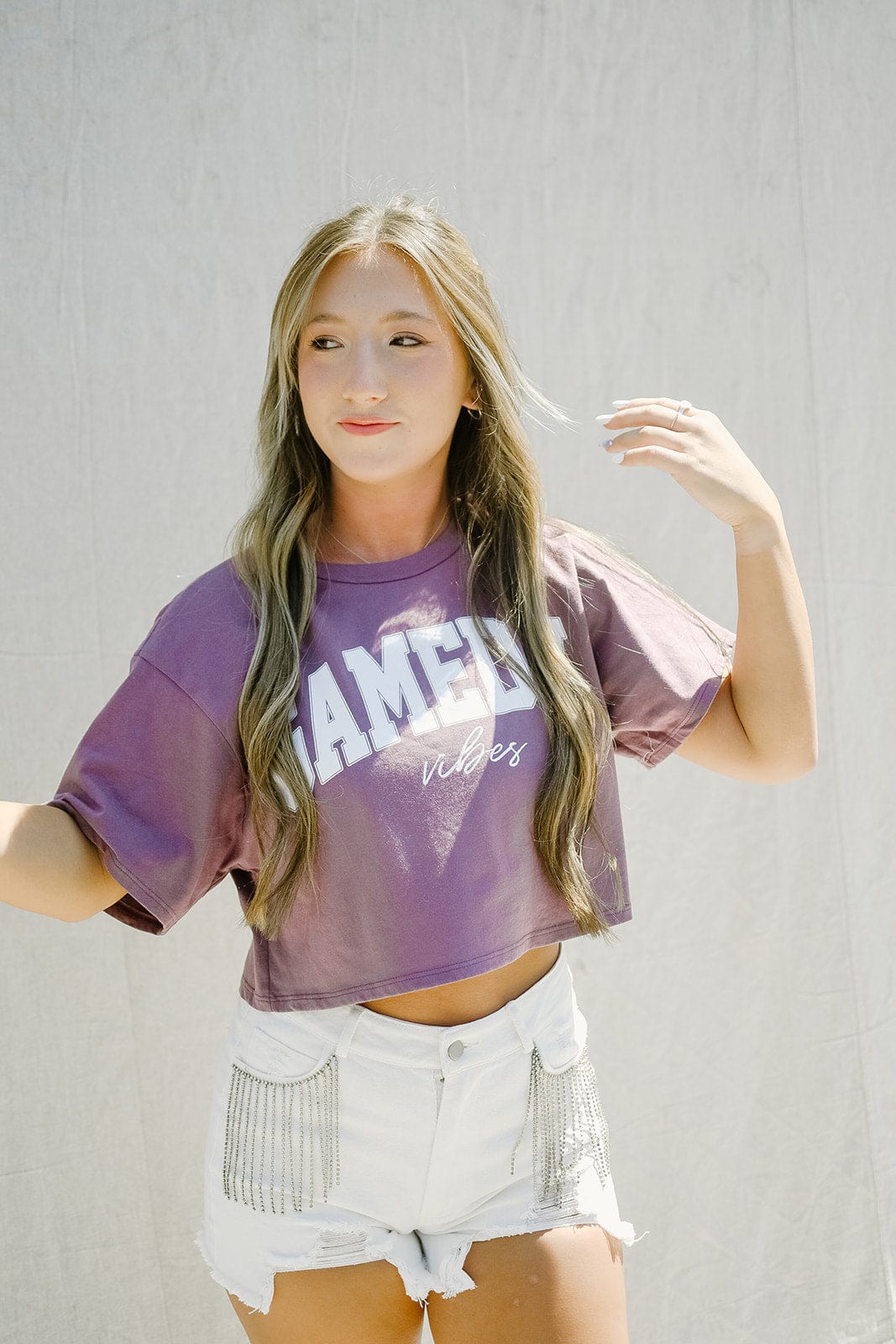 Dusty Purple Game Day Cropped Tee - Shop Now!