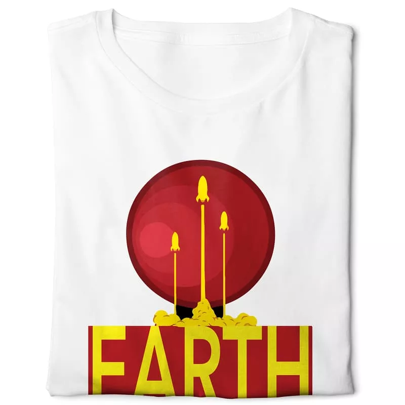 Earth Alien Home - White T-shirt with Digital Graphics