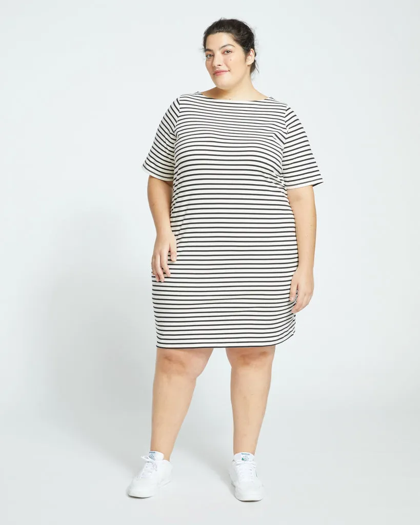 Ecru/Black Stripe Belle Breton Stripe Jersey Dress